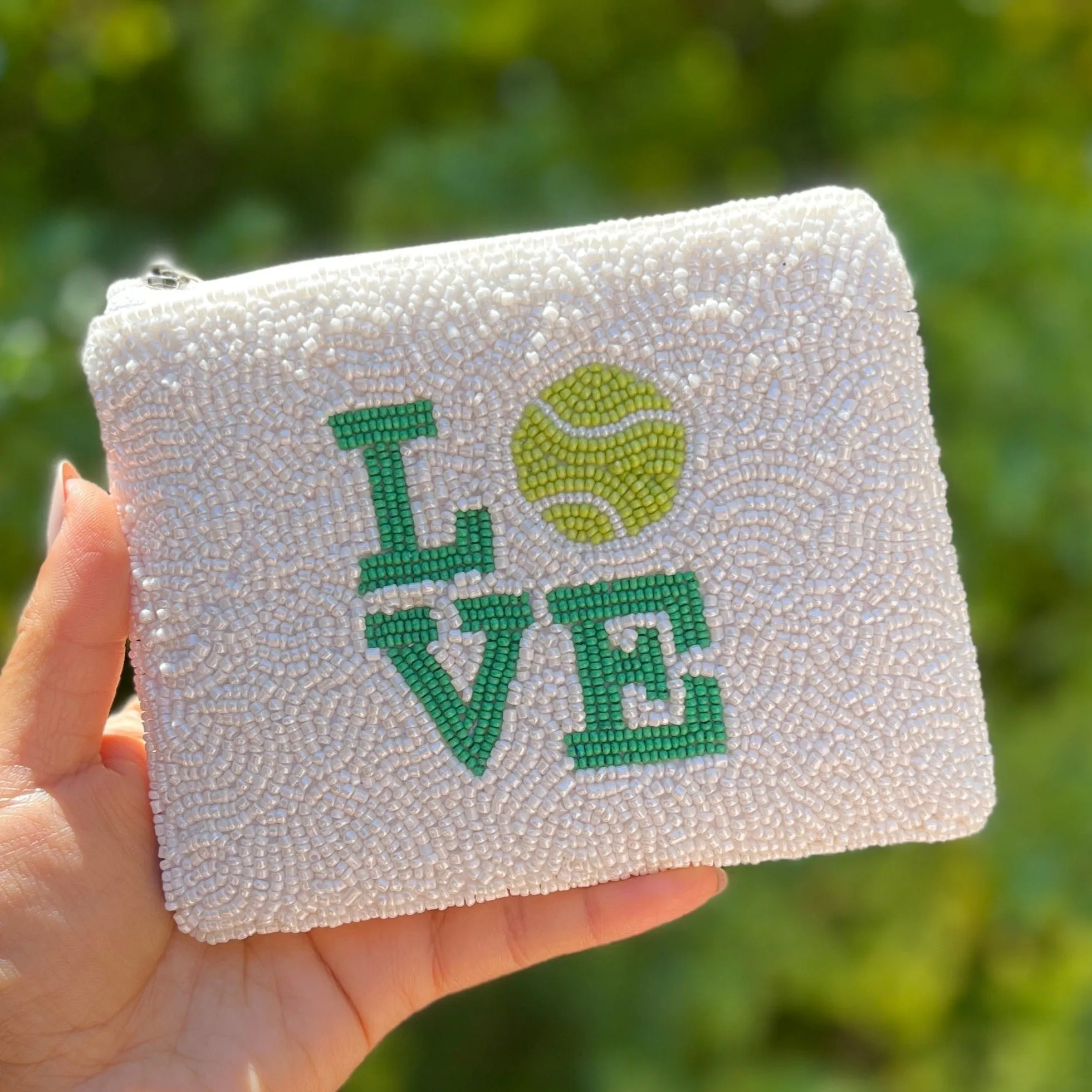 Love Tennis Beaded Coin Purse