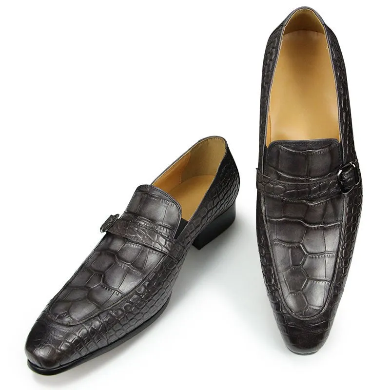 LuxeCroco Slip-on Leather Dress Shoes