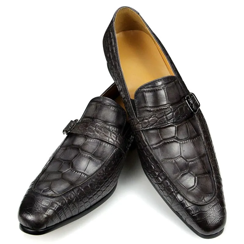 LuxeCroco Slip-on Leather Dress Shoes