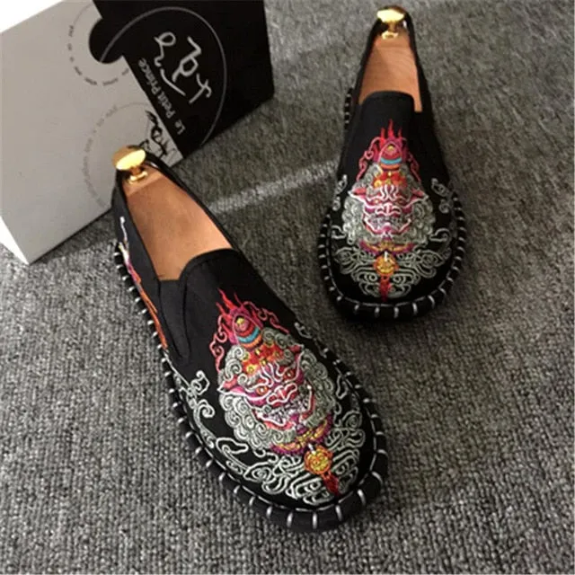 Men Colorful Embroidery Espadrilles Light Canvas Shoes