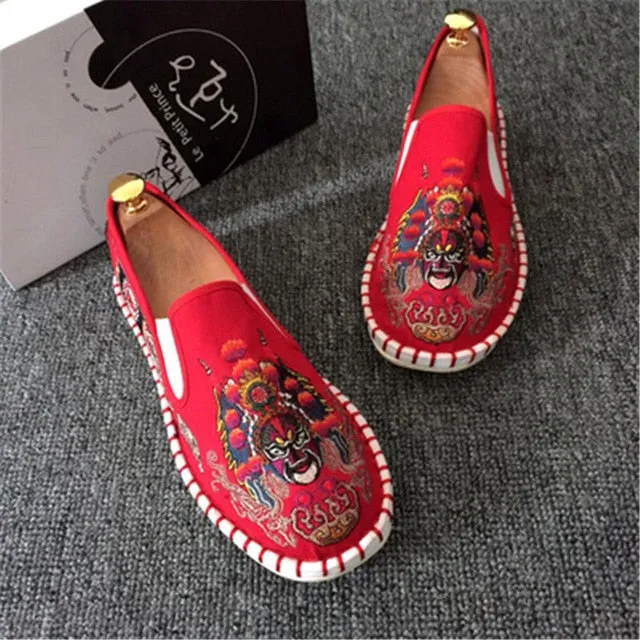 Men Colorful Embroidery Espadrilles Light Canvas Shoes