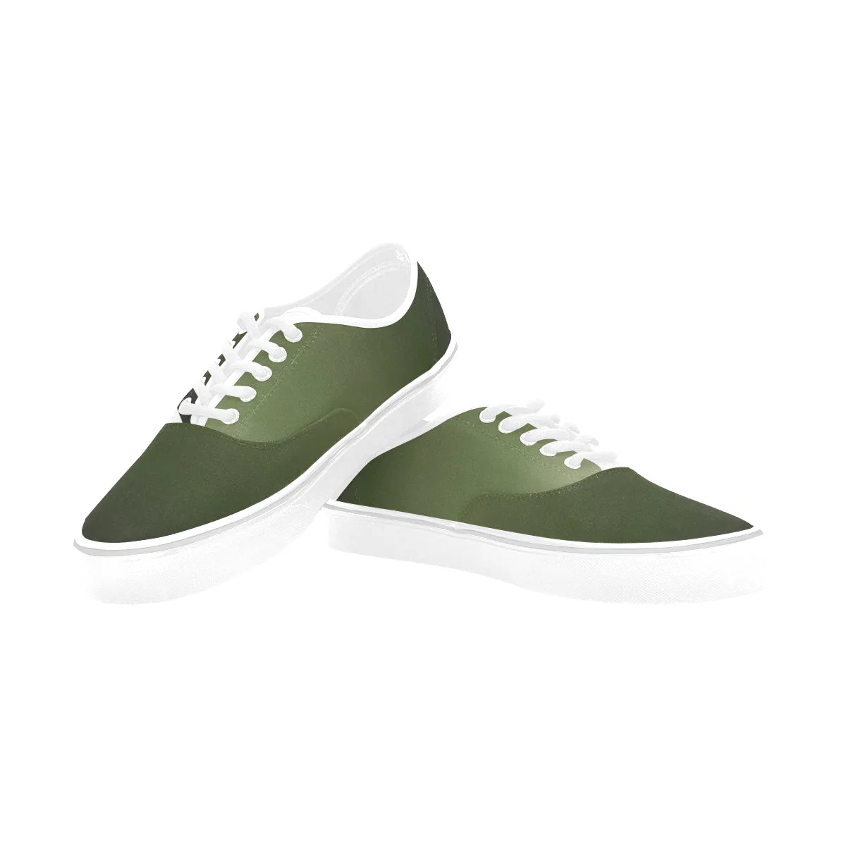 Men's Big Size Olive Gradient Print Low Top Canvas Shoes