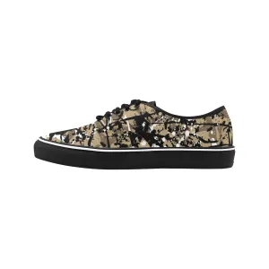 Men's Coffee Colored Paint Splatter Print Canvas Low Top Shoes