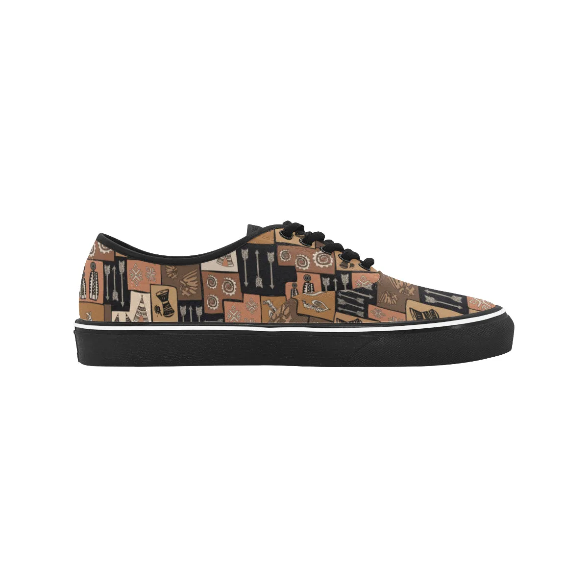 Men's Earthy Blocks Tribal Print Low Top Canvas Shoes