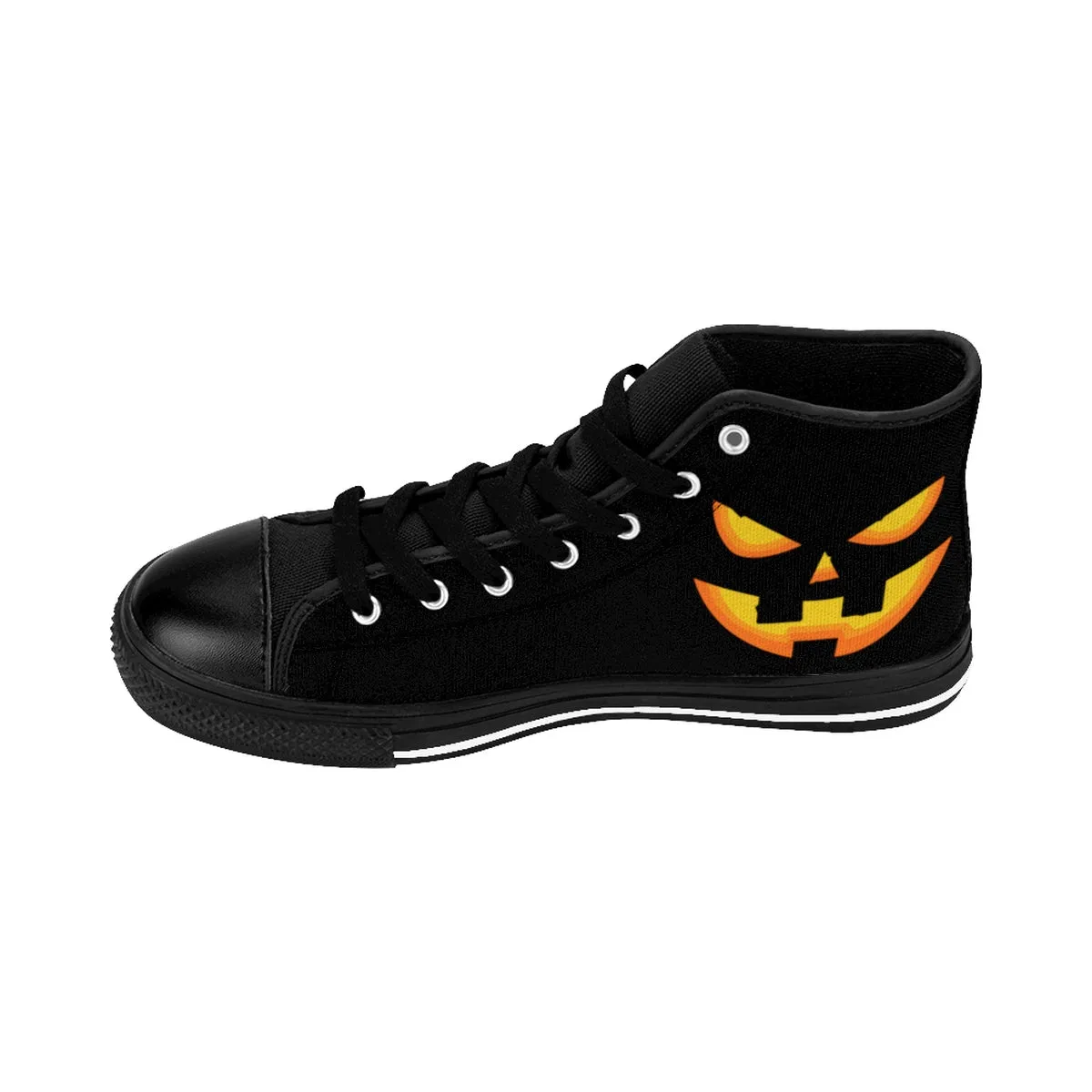 Men's Halloween Orange Creepy Pumpkin Face Men's High-Top Sneakers