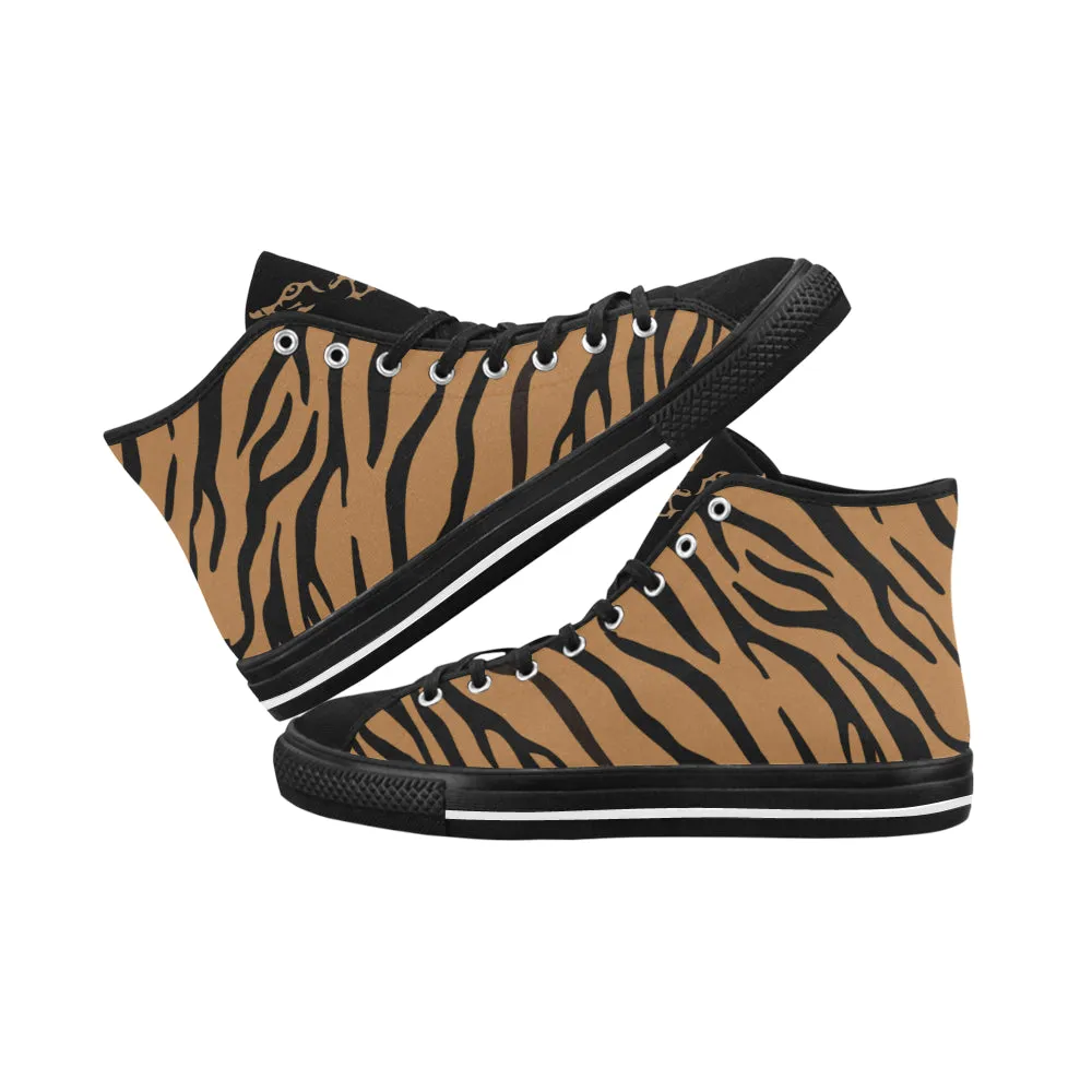 Men's Tiger Face Print High Top Canvas Shoes