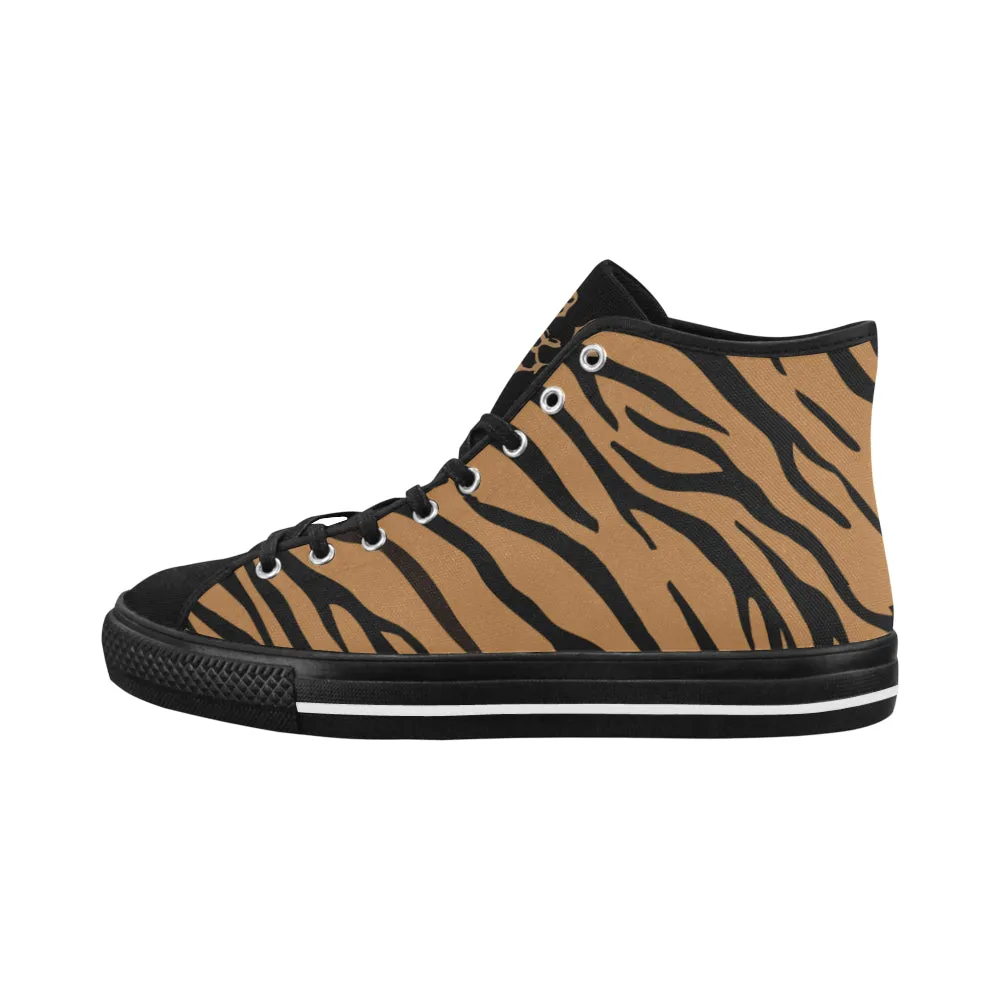 Men's Tiger Face Print High Top Canvas Shoes