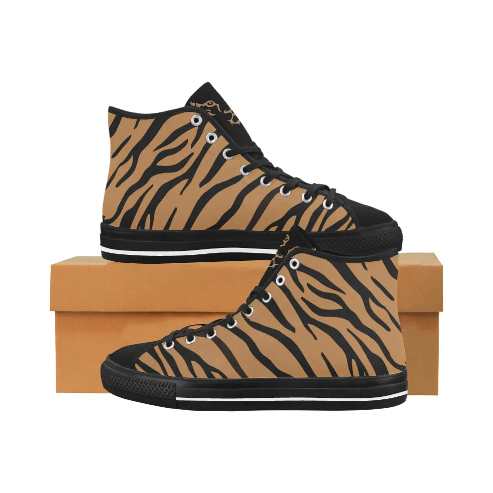 Men's Tiger Face Print High Top Canvas Shoes