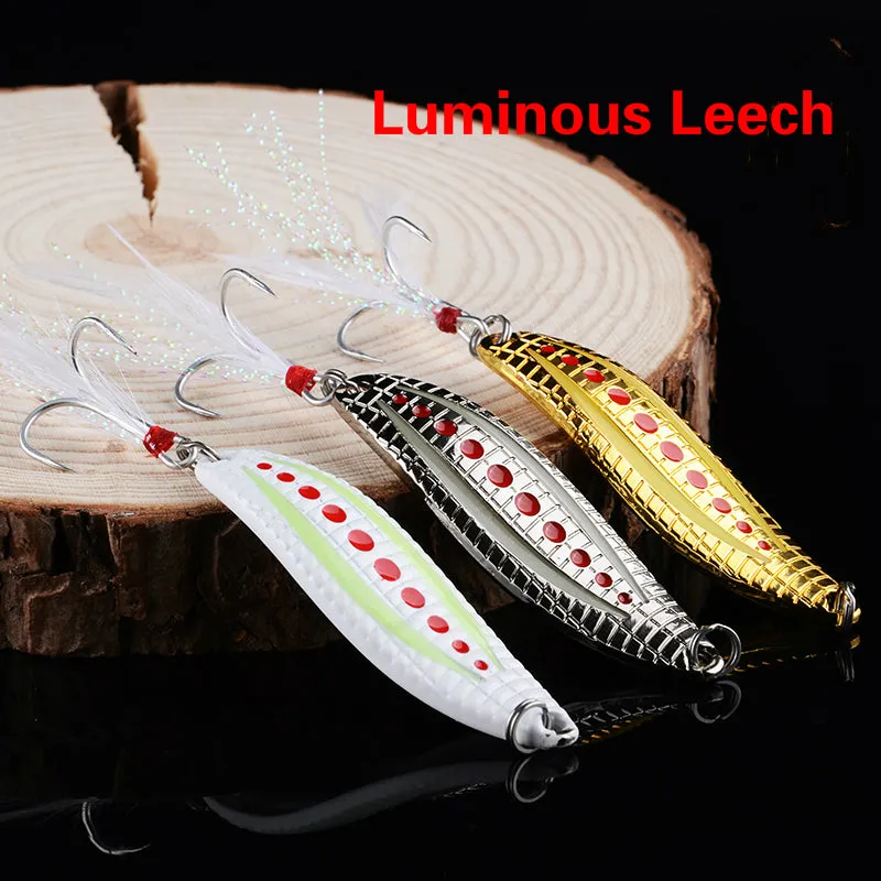 Metal VIB 3color 7/10/15/20g Luminous Leech BKK Hook fidget Spinners Spoon Angling Hard Baits Night FishingTackle Fishing Lures