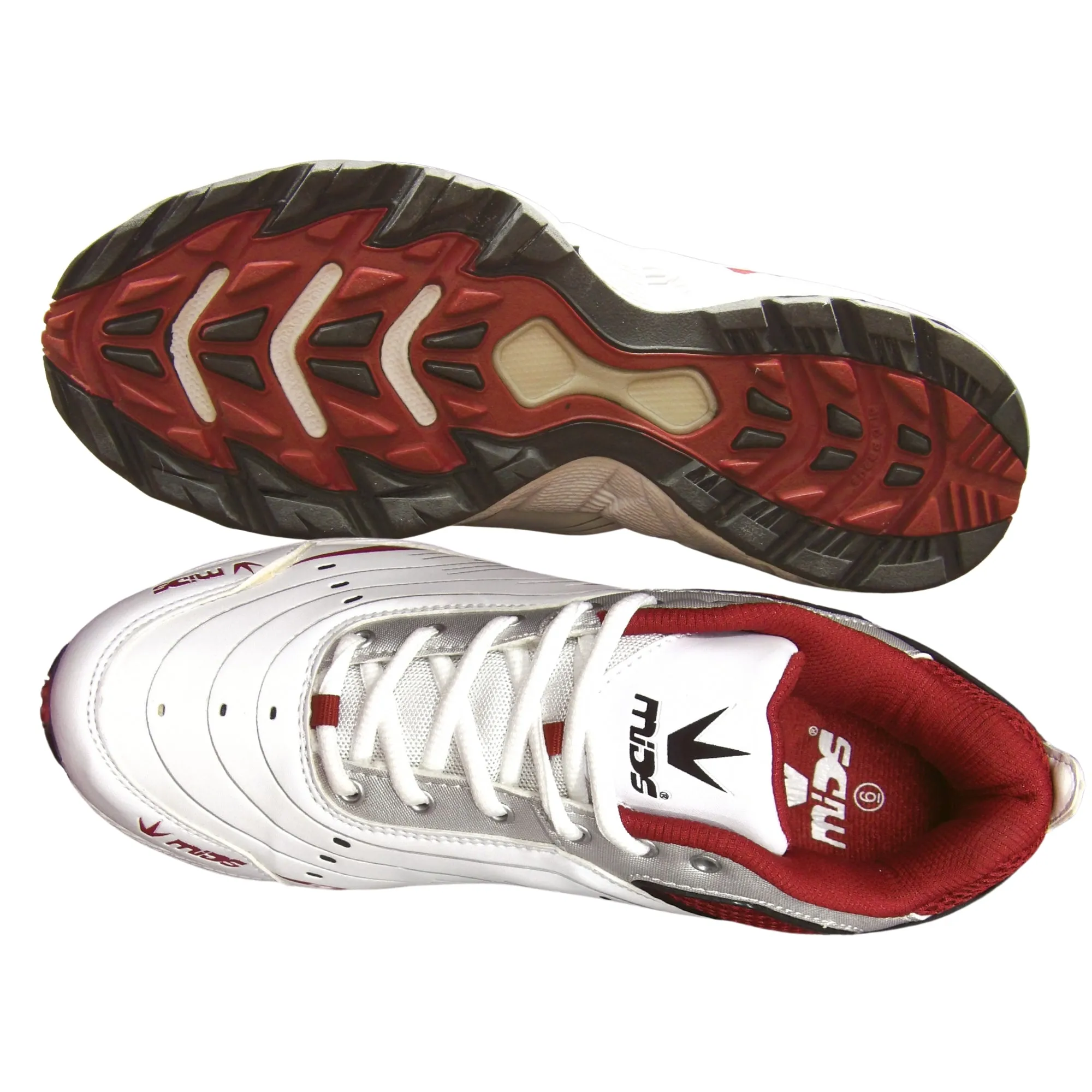 MIDS Shoes,  MM Power Cricket Shoes, White/Gray/Red