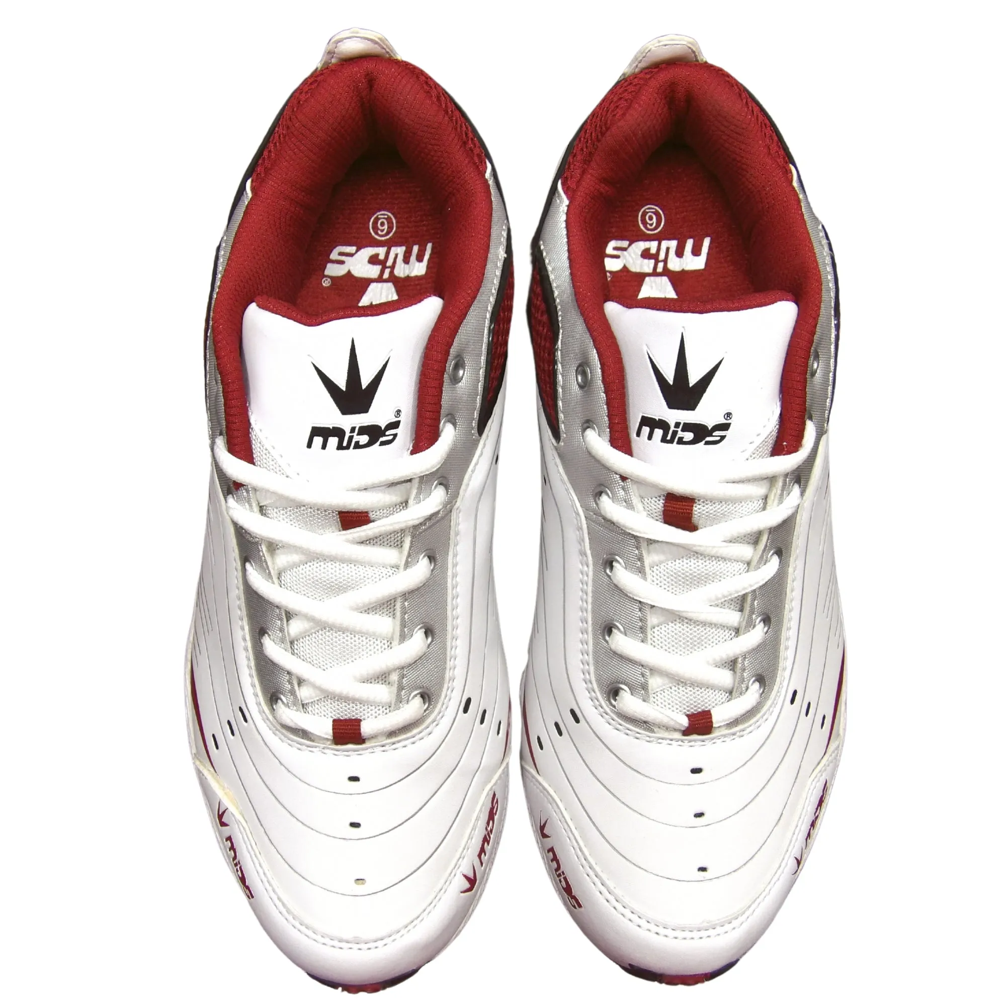 MIDS Shoes,  MM Power Cricket Shoes, White/Gray/Red