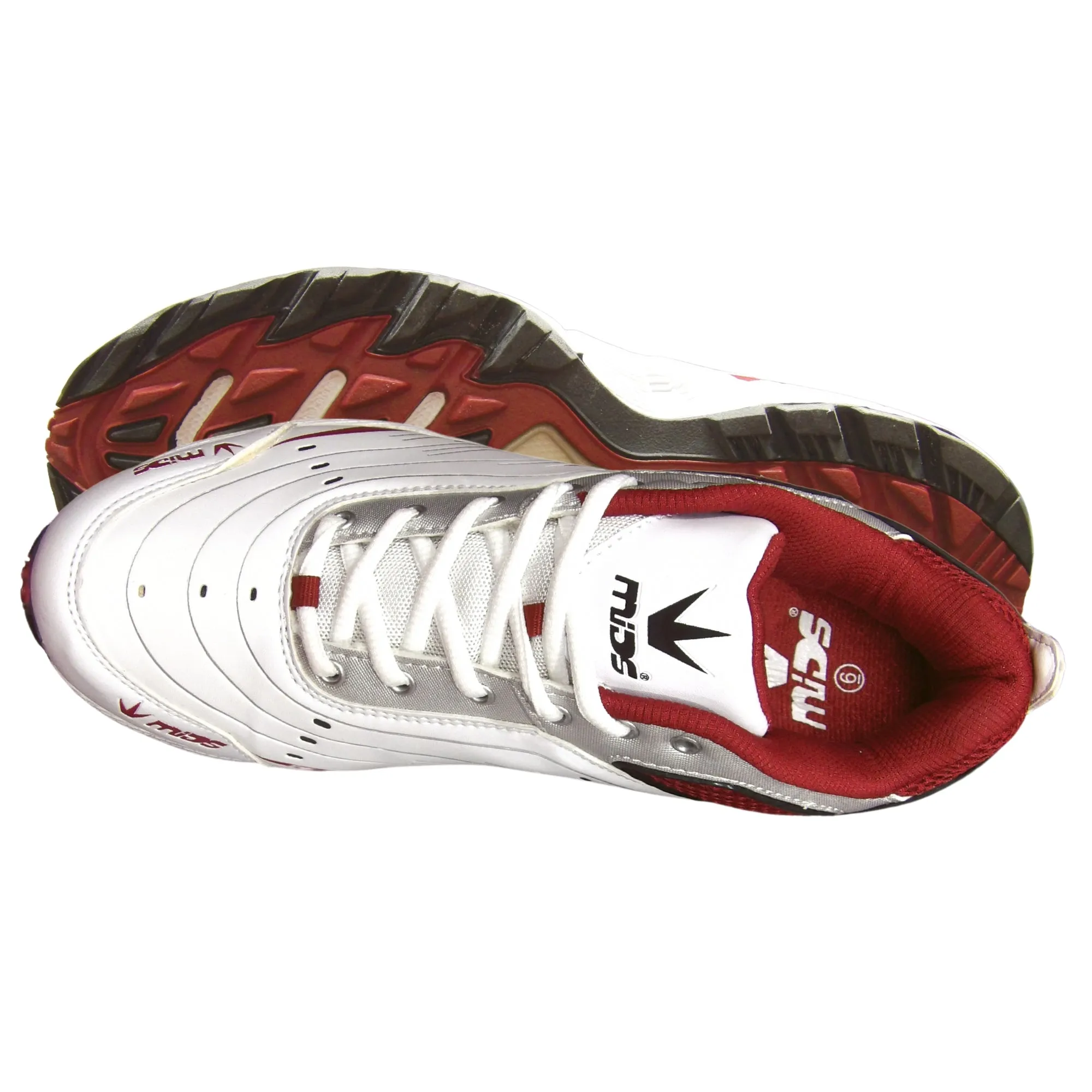 MIDS Shoes,  MM Power Cricket Shoes, White/Gray/Red