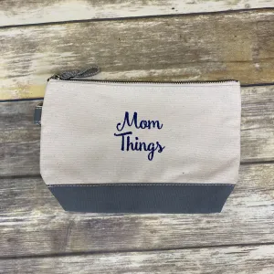 Mom Things Embroidered Canvas Pouch