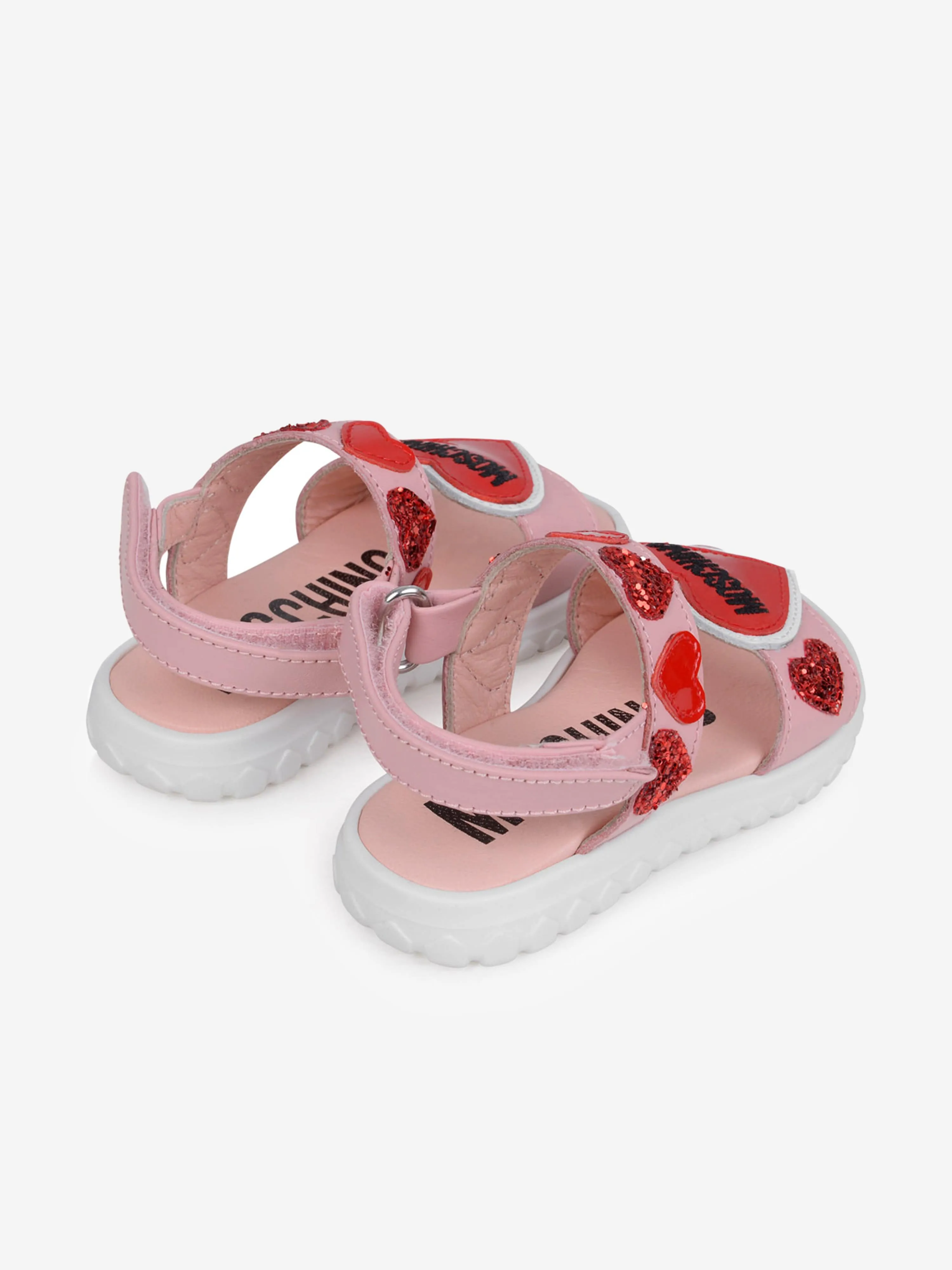 Moschino Girls Sandals - & Red Glitter Heart Sandals