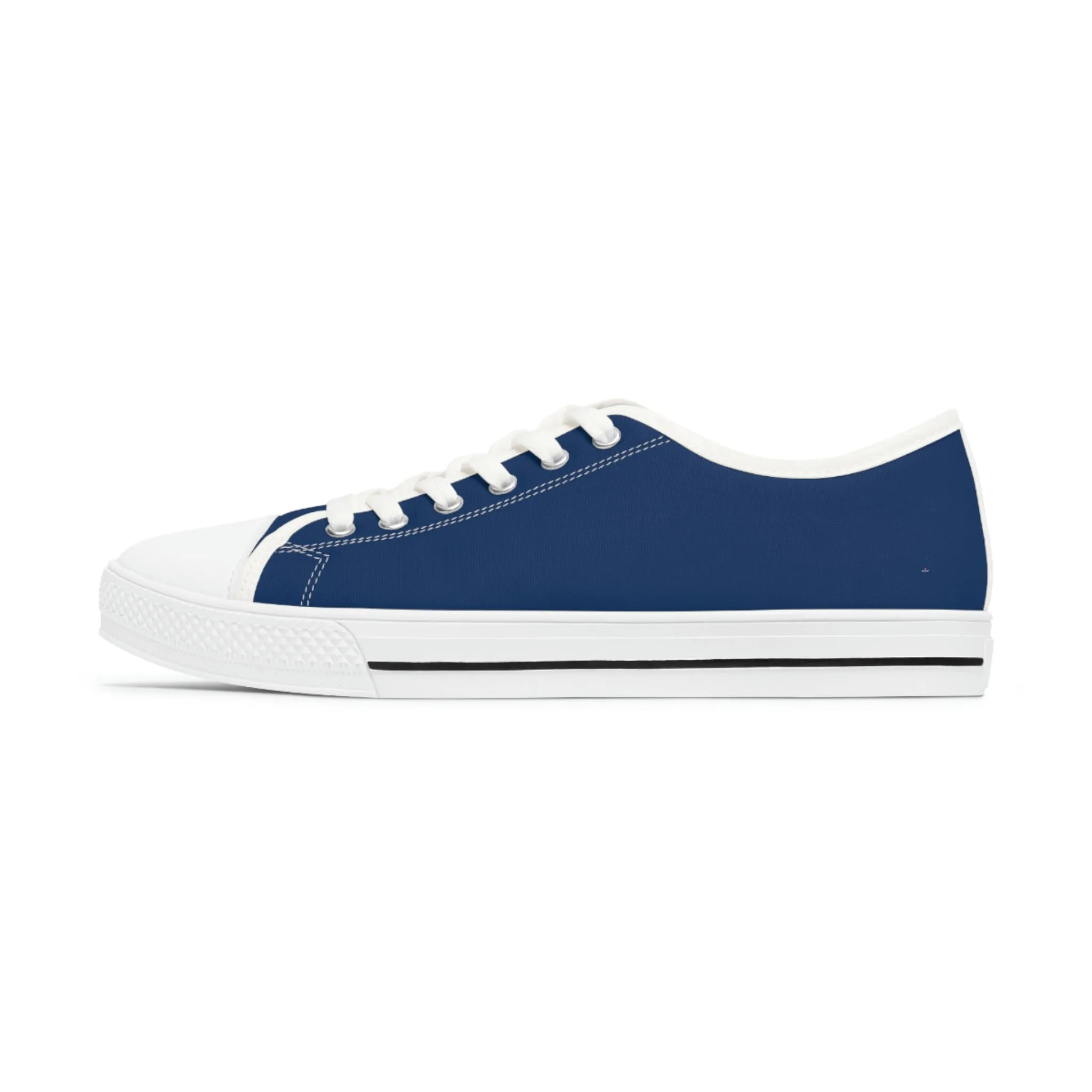 Navy Blue Color Ladies' Sneakers, Best Solid Blue Color Designer Women's Low Top Sneakers  (US Size: 5.5-12)