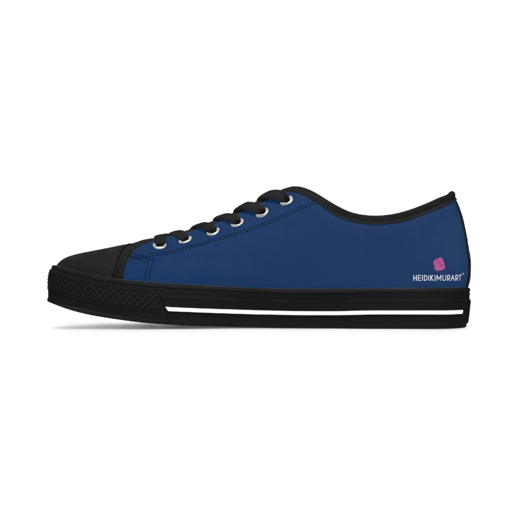 Navy Blue Color Ladies' Sneakers, Best Solid Blue Color Designer Women's Low Top Sneakers  (US Size: 5.5-12)