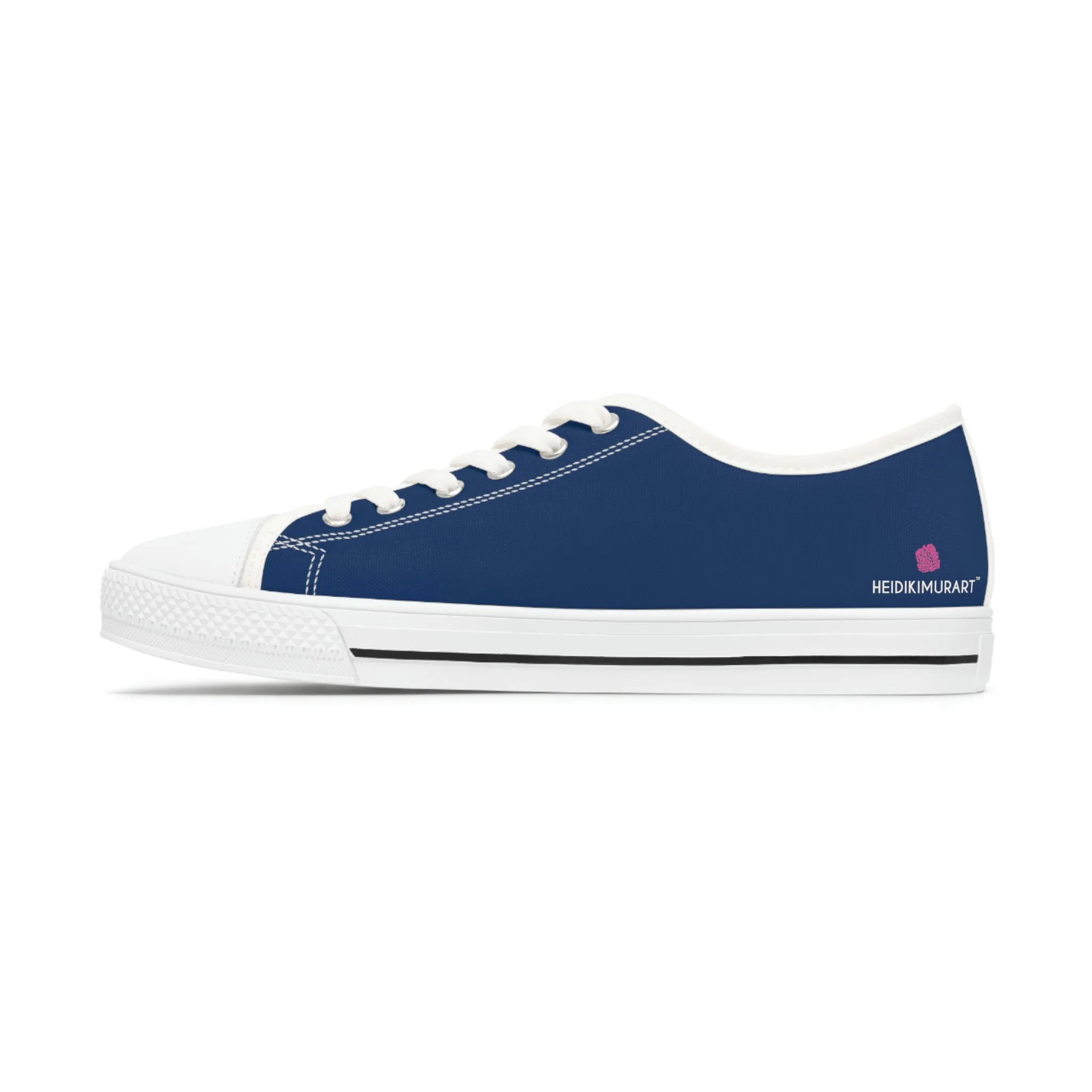 Navy Blue Color Ladies' Sneakers, Best Solid Blue Color Designer Women's Low Top Sneakers  (US Size: 5.5-12)