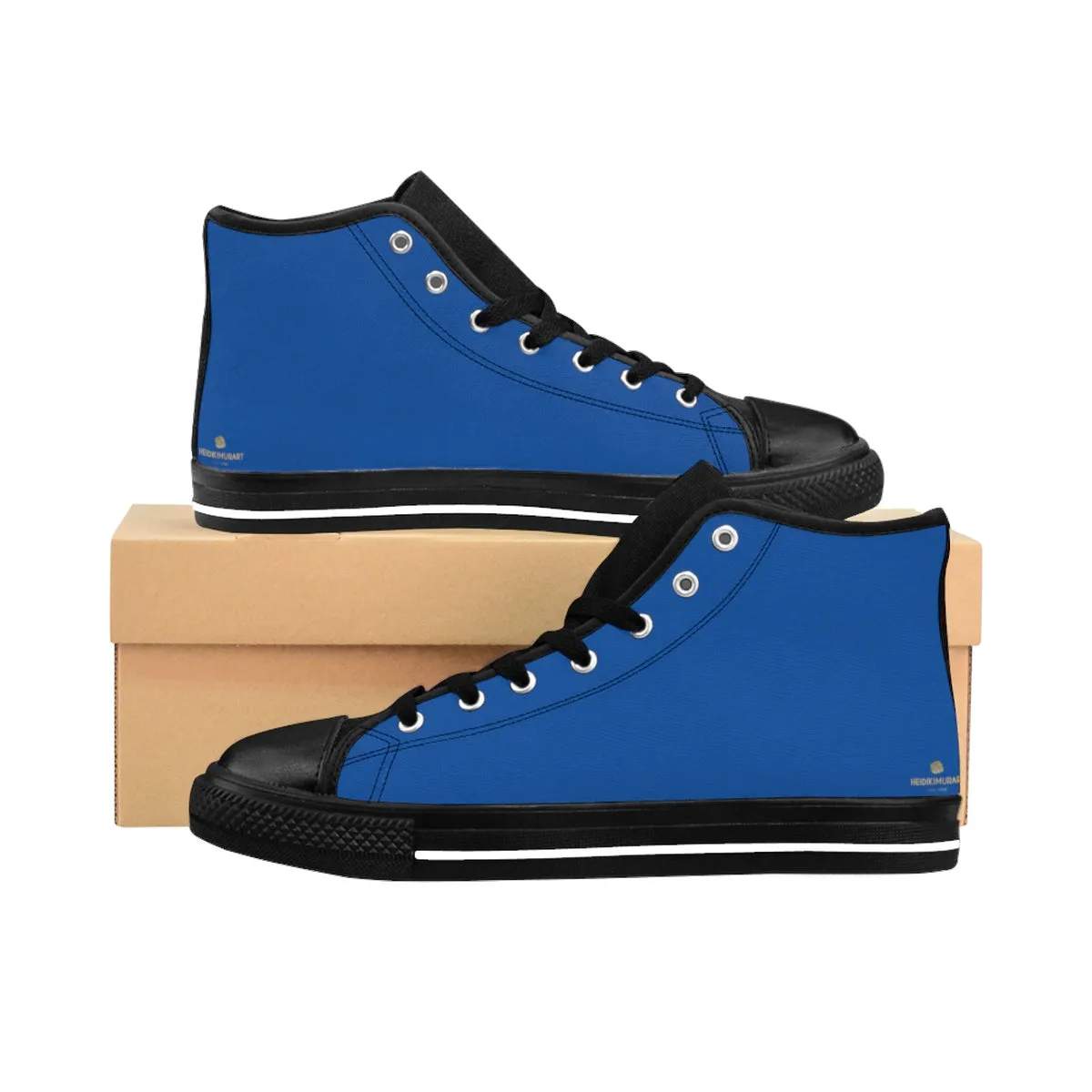 Navy Blue Men's Sneakers, Solid Color Premium High-top Premium Fashion Sneakers Shoes