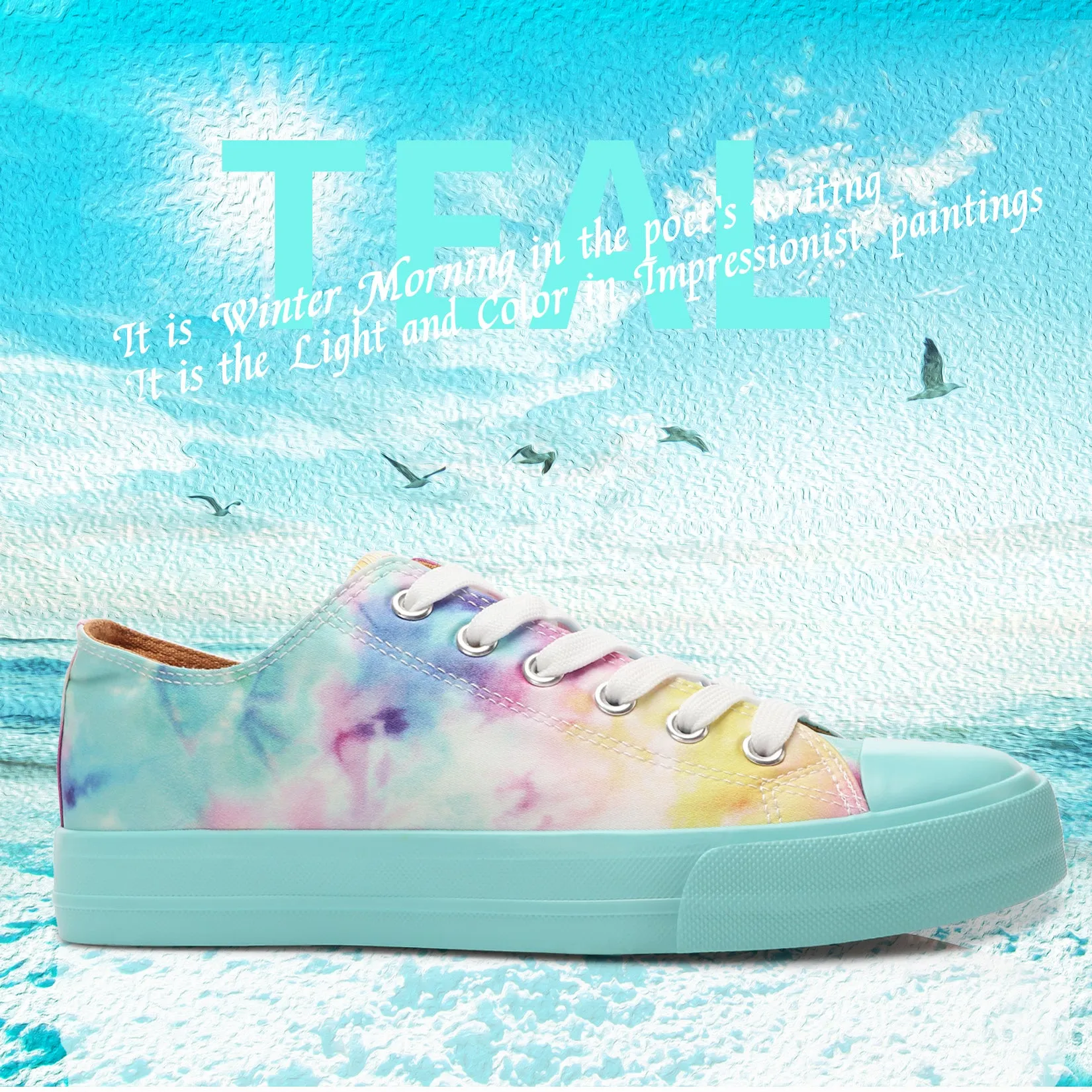 Obtaom Womens Rainbow Canvas Sneakers Orange Multi Tennis Shoes for Lady Tie Dye Shoes for Women Sun Set Fashion Sneakers