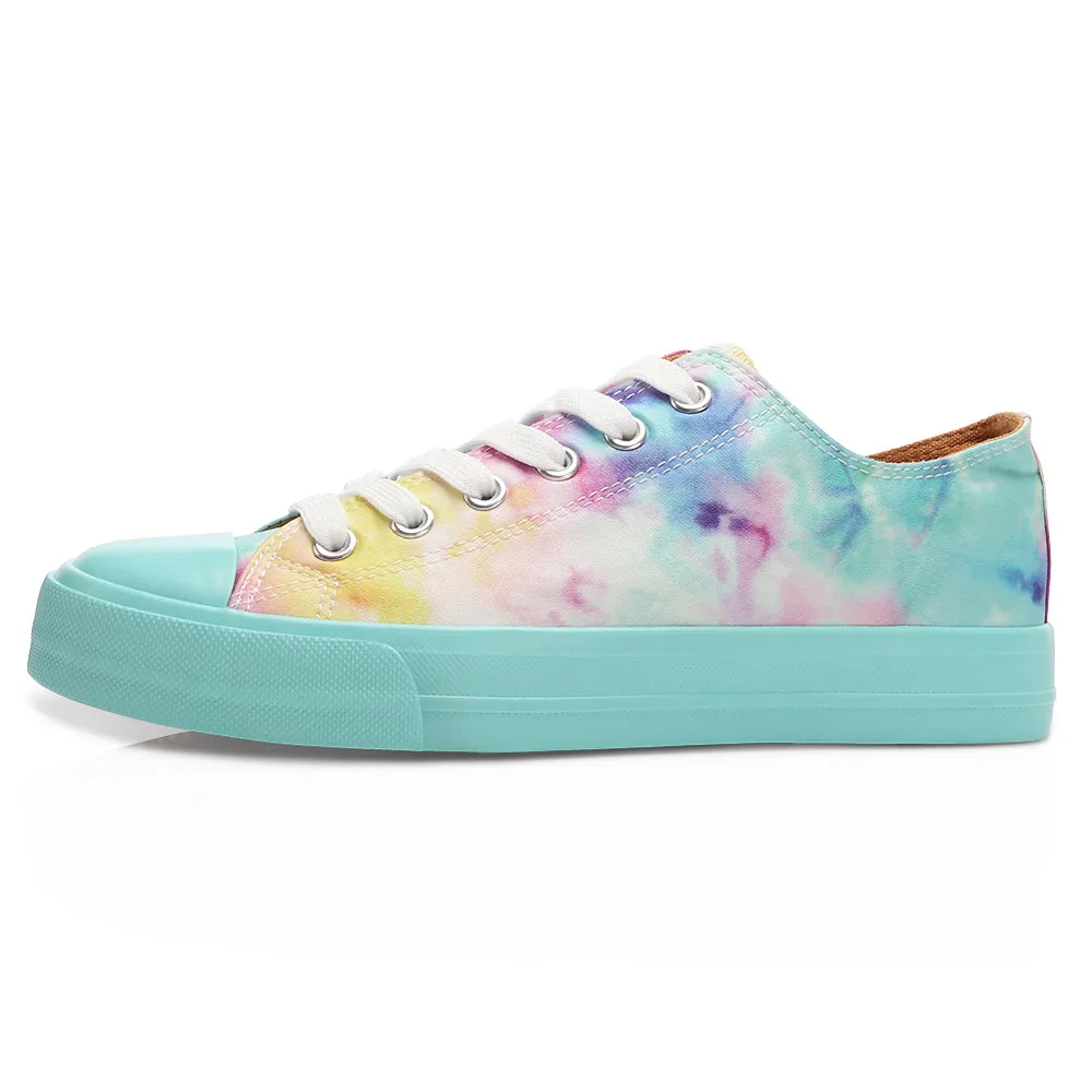 Obtaom Womens Rainbow Canvas Sneakers Orange Multi Tennis Shoes for Lady Tie Dye Shoes for Women Sun Set Fashion Sneakers