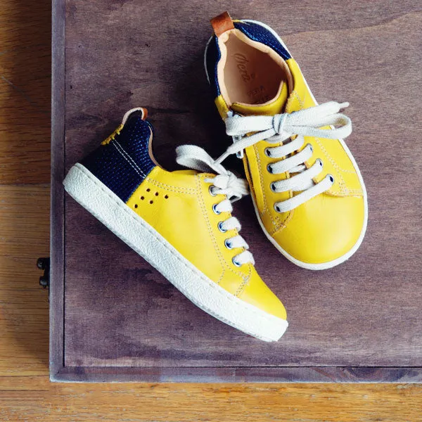 Ocra Boys Yellow and Navy Lace Up Trainer