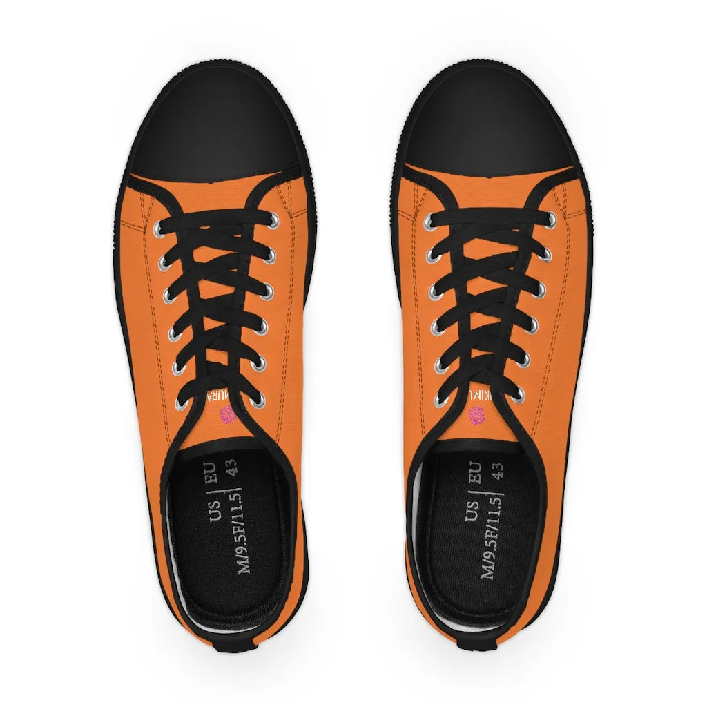 Orange Color Men's Sneakers, Best Solid Orange Color Men's Low Top Sneakers Running Canvas Shoes