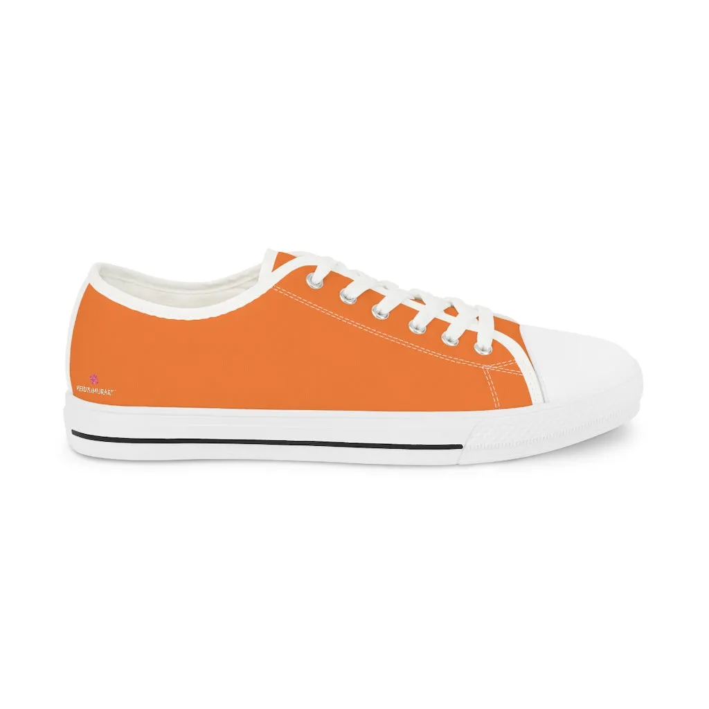 Orange Color Men's Sneakers, Best Solid Orange Color Men's Low Top Sneakers Running Canvas Shoes