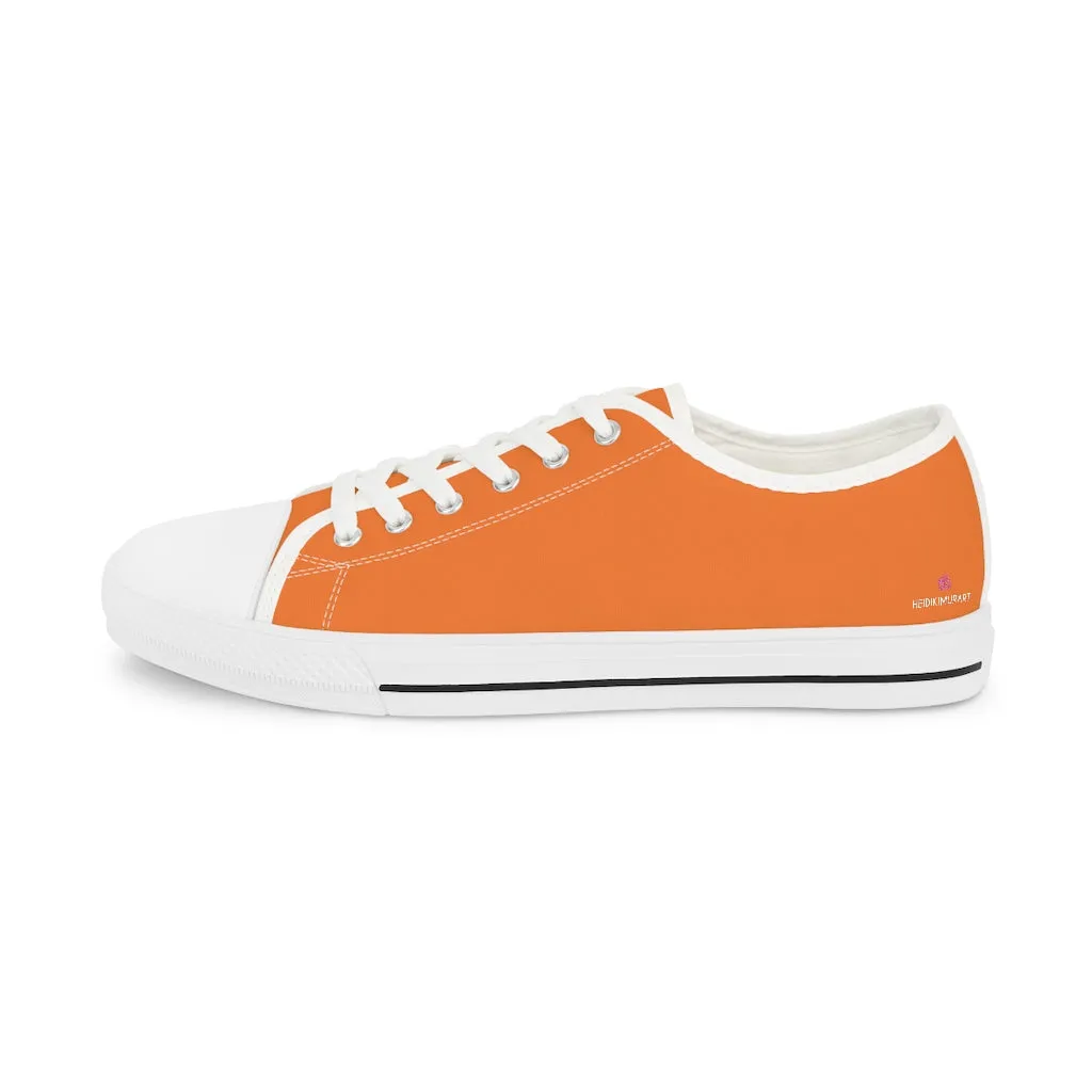 Orange Color Men's Sneakers, Best Solid Orange Color Men's Low Top Sneakers Running Canvas Shoes