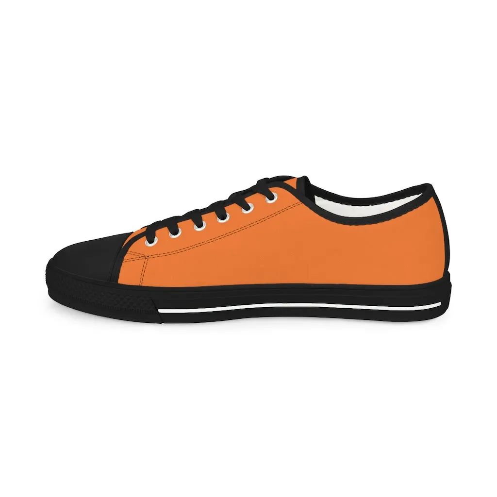 Orange Color Men's Sneakers, Best Solid Orange Color Men's Low Top Sneakers Running Canvas Shoes