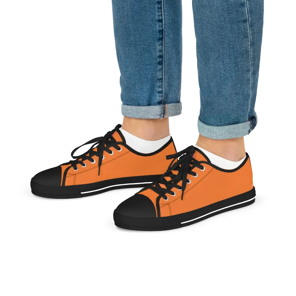 Orange Color Men's Sneakers, Best Solid Orange Color Men's Low Top Sneakers Running Canvas Shoes