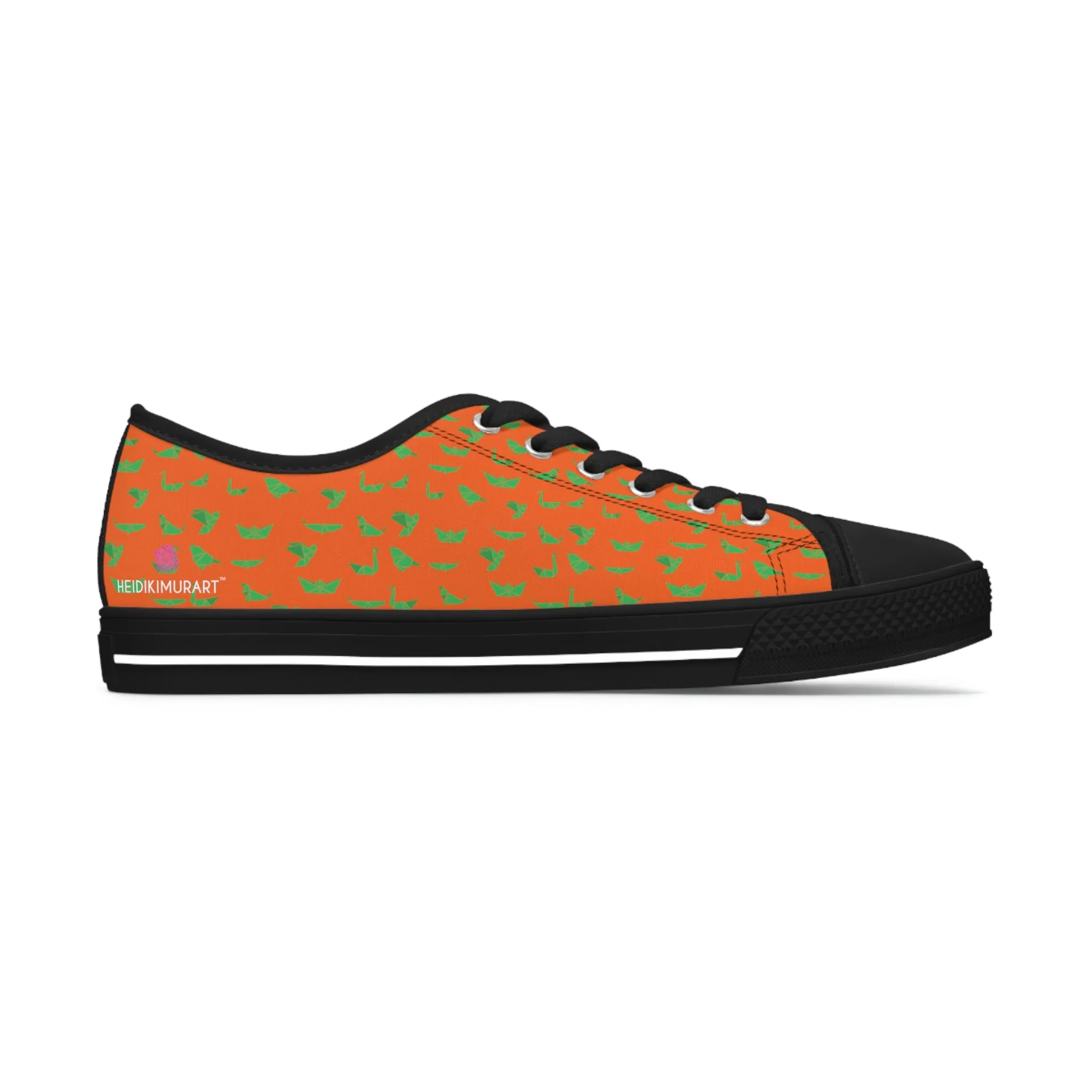 Orange Green Cranes Ladies' Sneakers, Women's Low Top Sneakers Best Quality Women's Canvas Sneakers (US Size: 5.5-12)