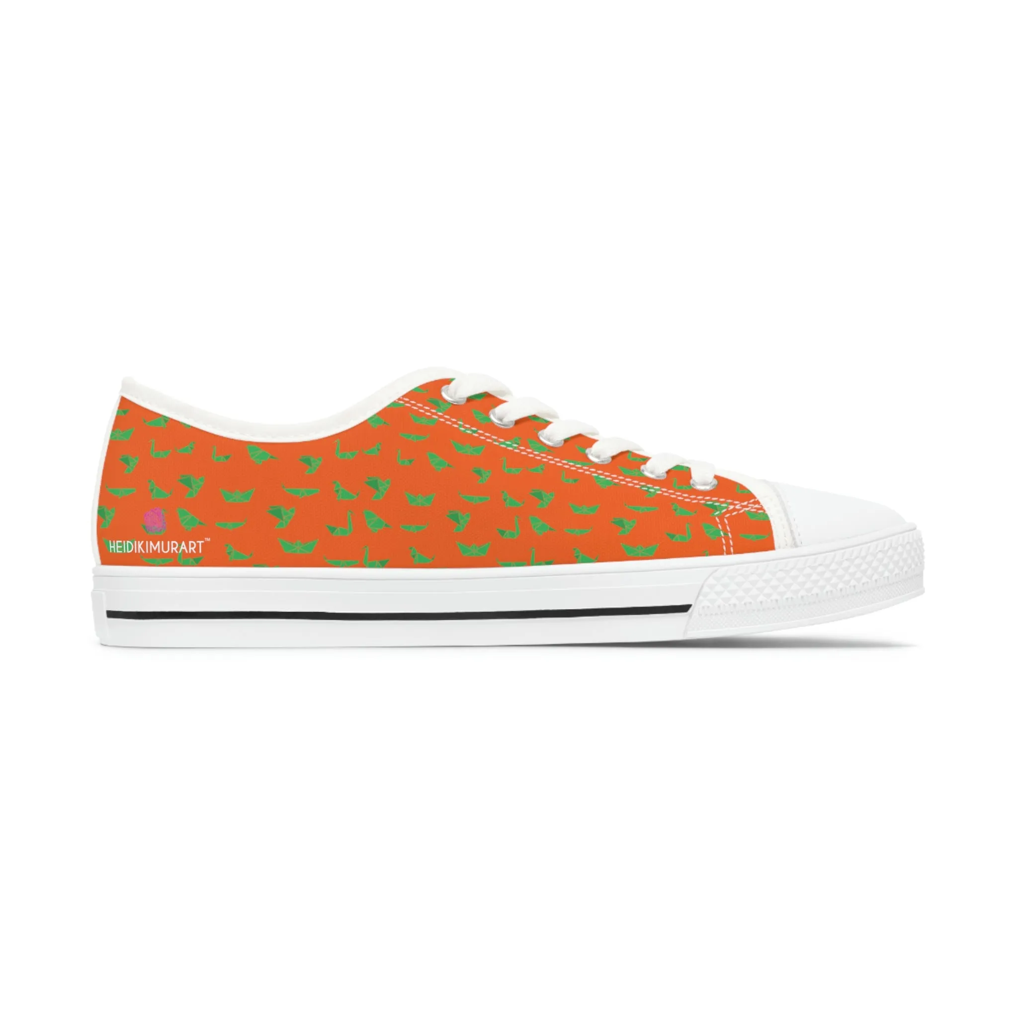 Orange Green Cranes Ladies' Sneakers, Women's Low Top Sneakers Best Quality Women's Canvas Sneakers (US Size: 5.5-12)