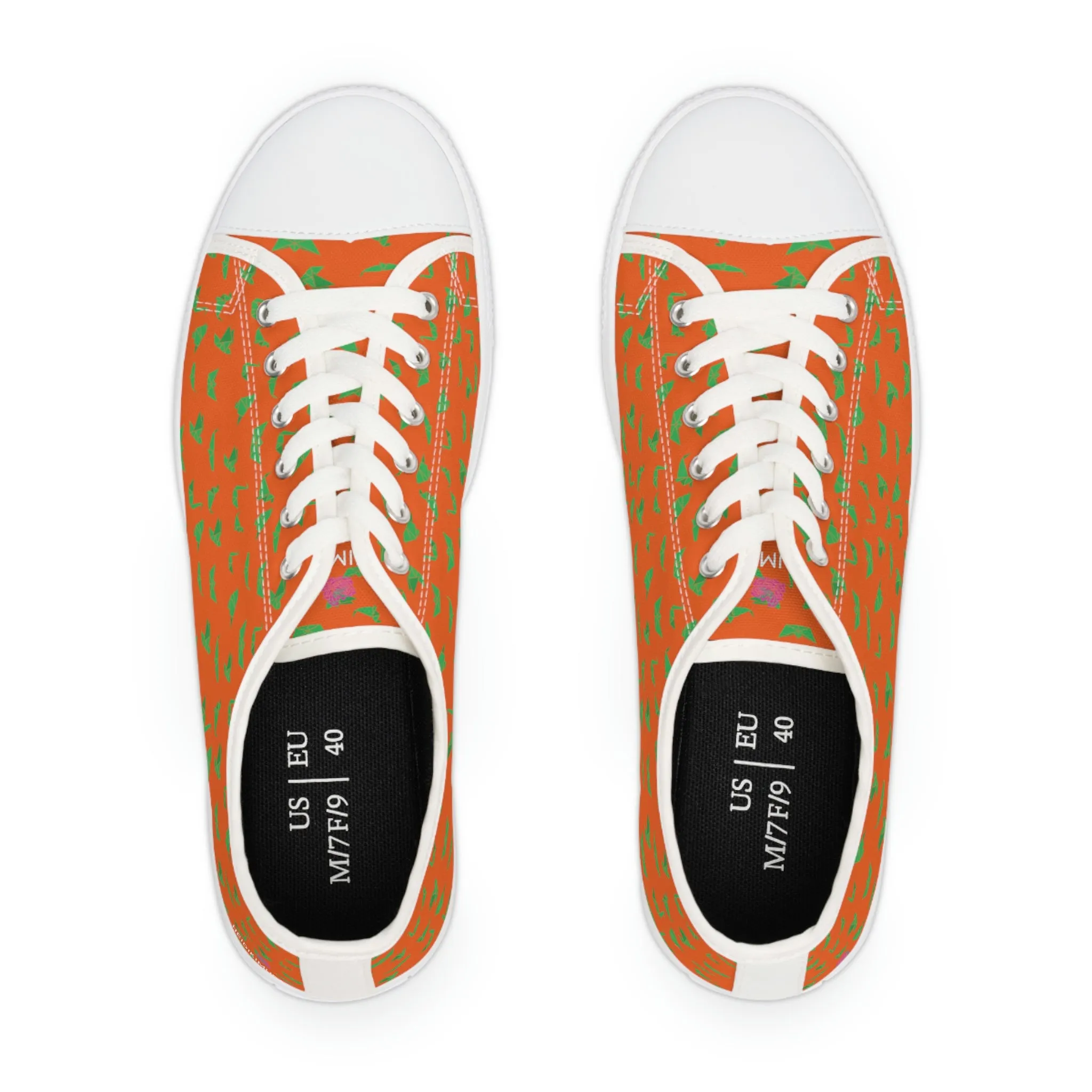 Orange Green Cranes Ladies' Sneakers, Women's Low Top Sneakers Best Quality Women's Canvas Sneakers (US Size: 5.5-12)