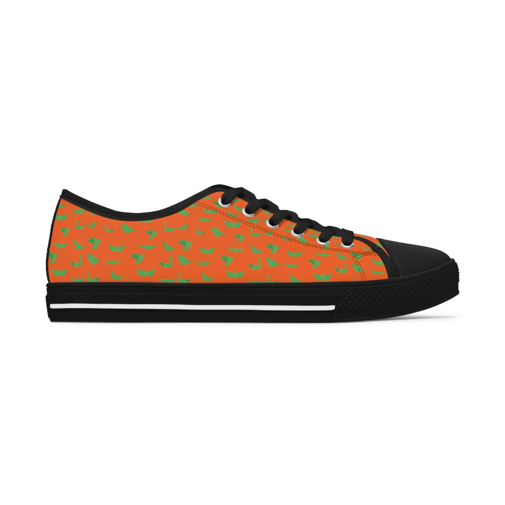 Orange Green Cranes Ladies' Sneakers, Women's Low Top Sneakers Best Quality Women's Canvas Sneakers (US Size: 5.5-12)