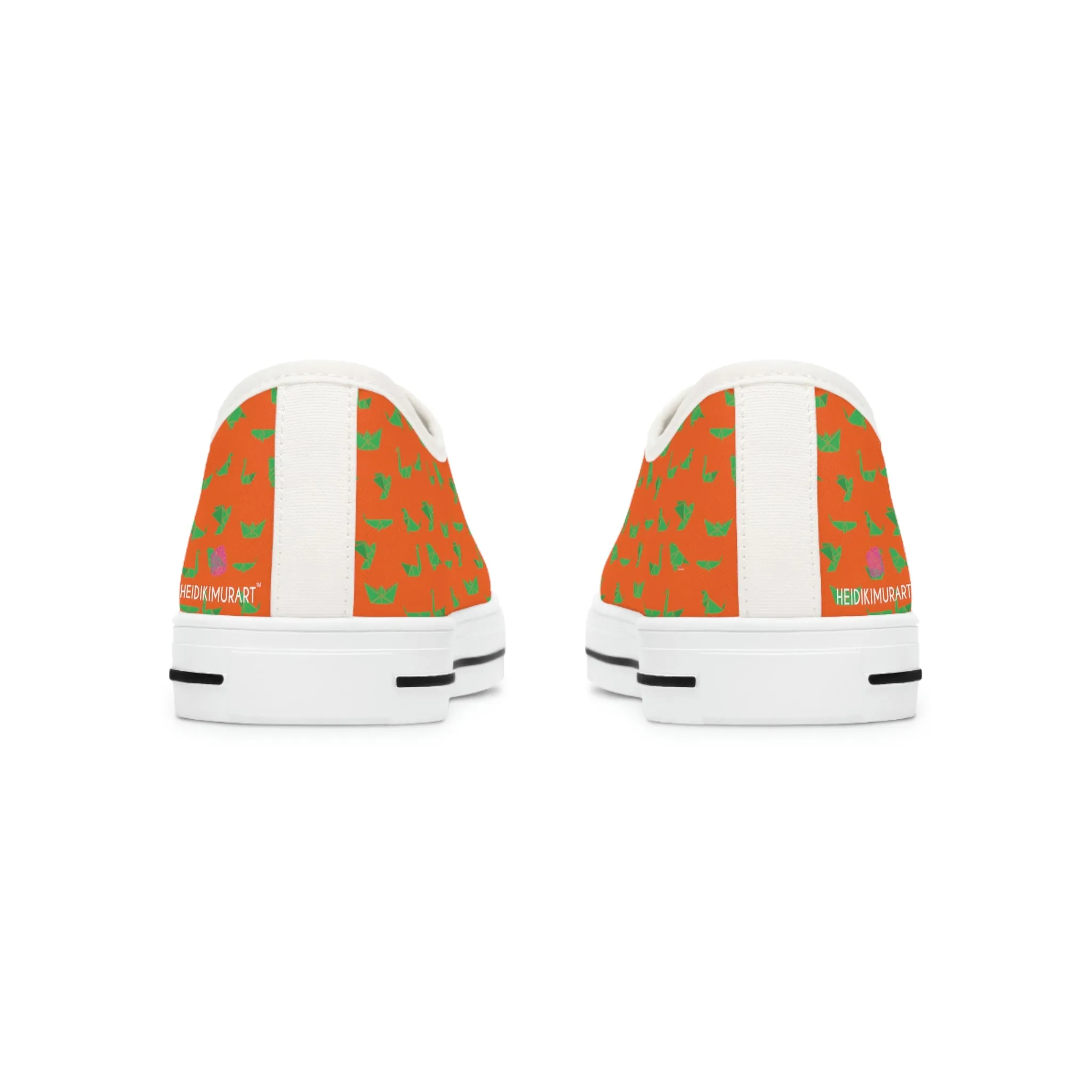 Orange Green Cranes Ladies' Sneakers, Women's Low Top Sneakers Best Quality Women's Canvas Sneakers (US Size: 5.5-12)