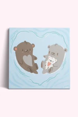 Otter Family Canvas Wall Art