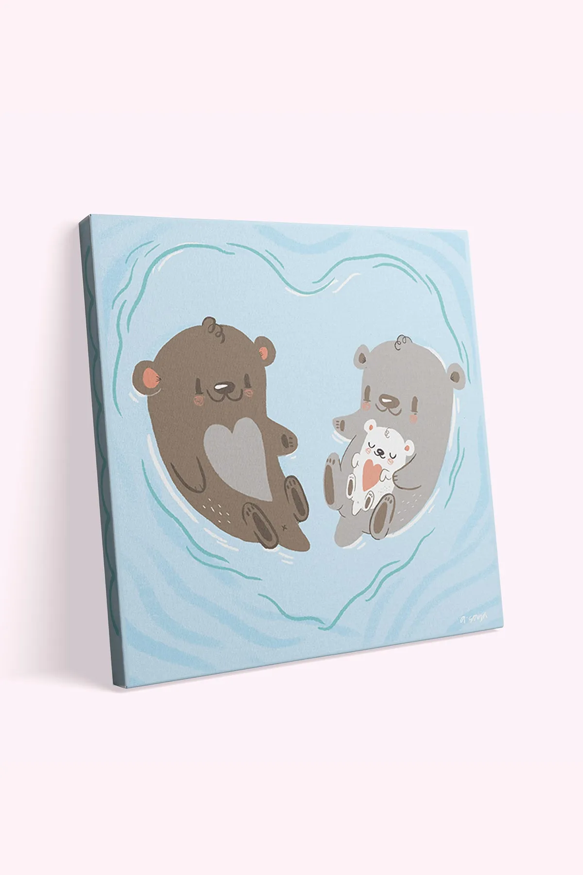 Otter Family Canvas Wall Art