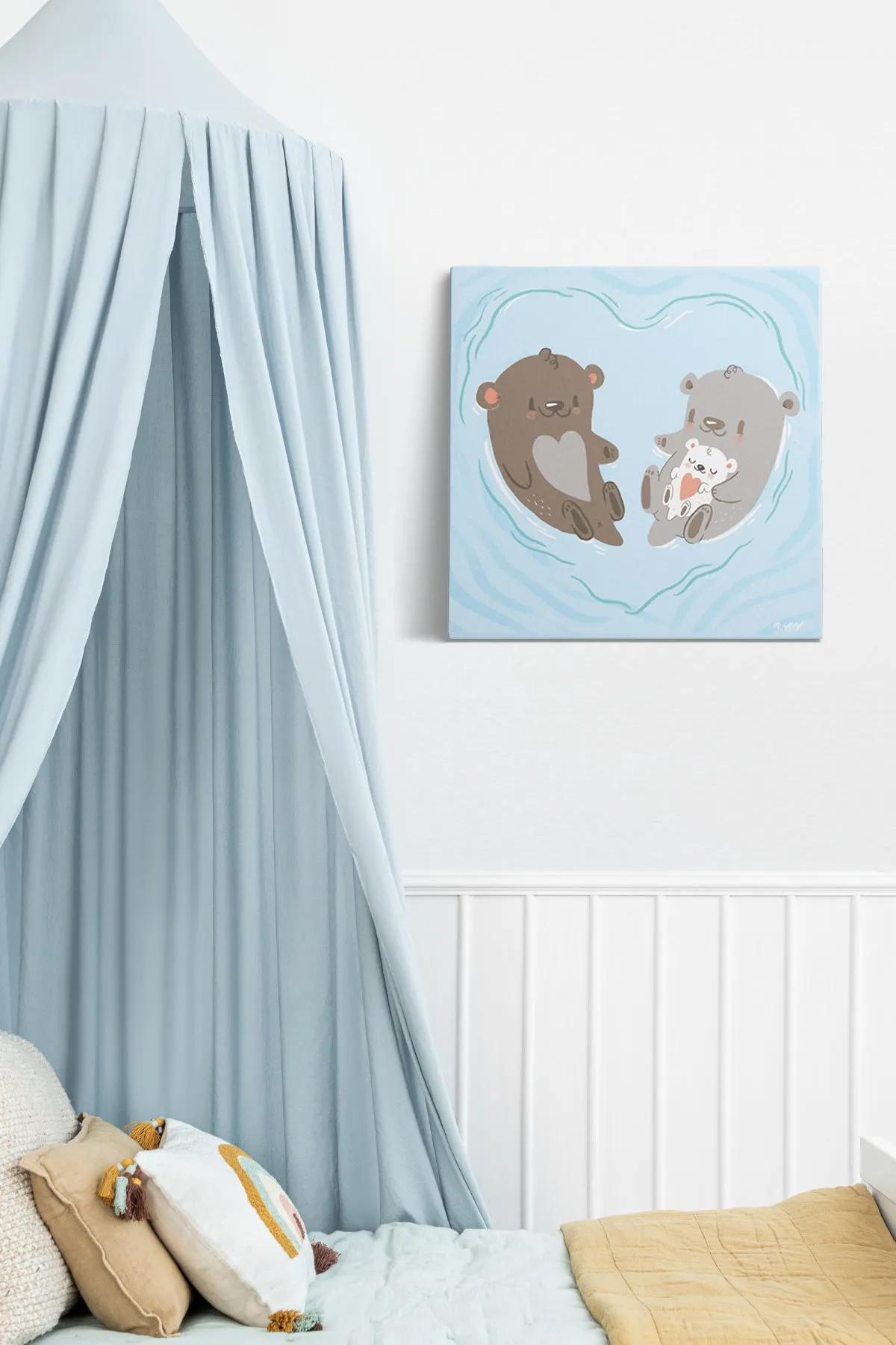 Otter Family Canvas Wall Art