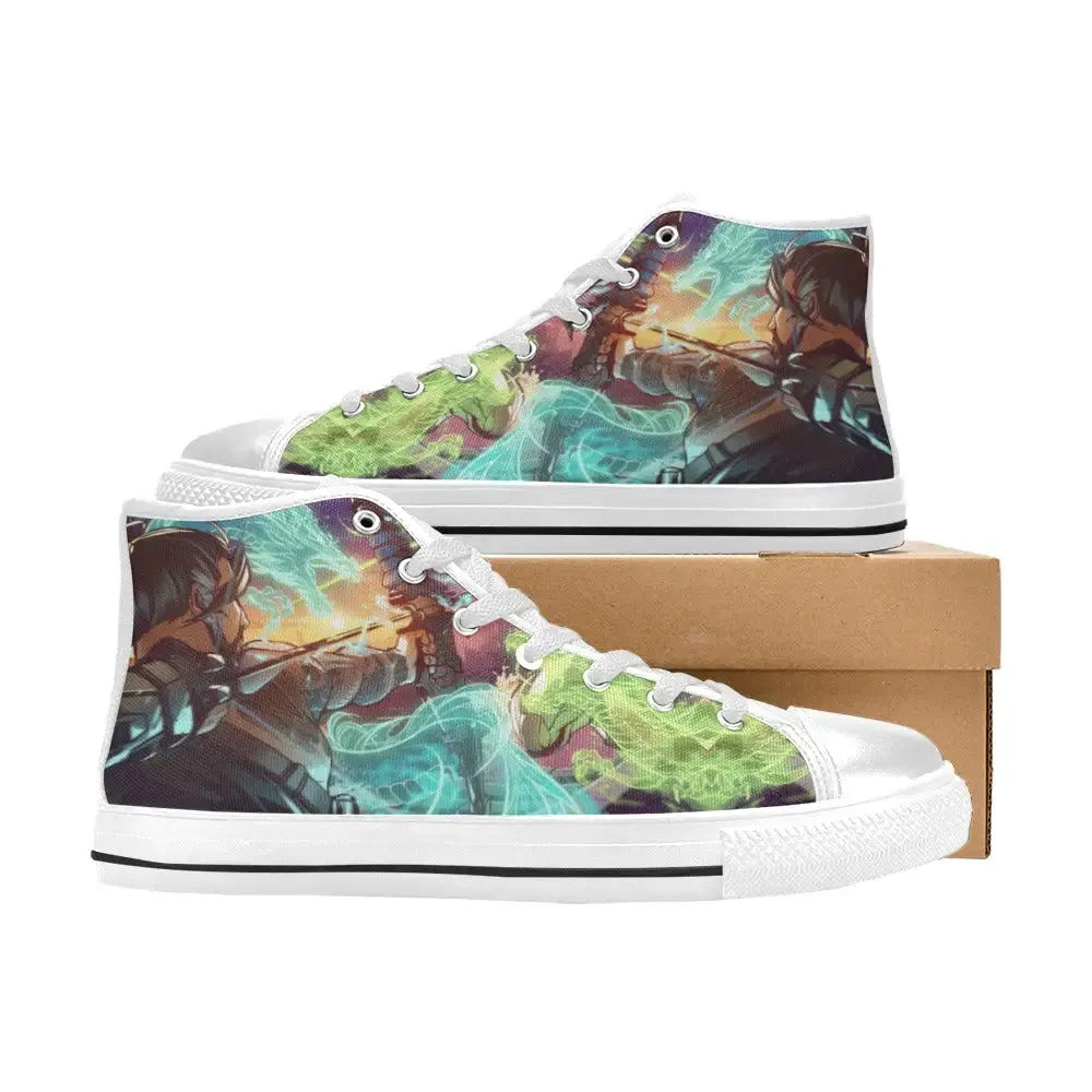 Overwatch Shoes , Overwatch Hanzo Shoes High Top Sneakers for Kids and Adults