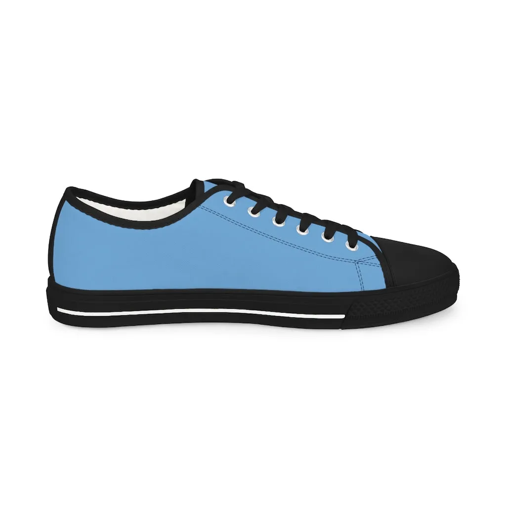 Pastel Blue Color Men's Sneakers, Best Solid Blue Color Men's Low Top Sneakers Tennis Canvas Shoes (US Size: 5-14)