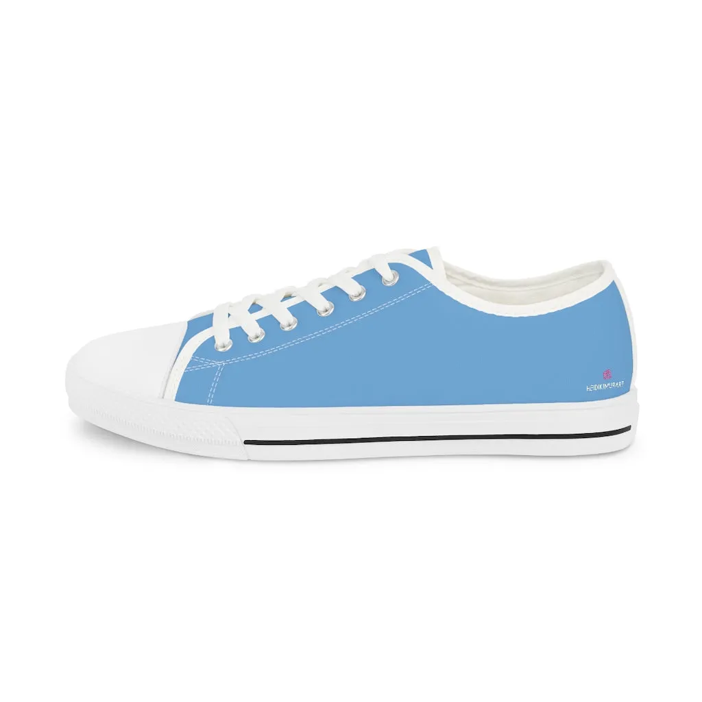 Pastel Blue Color Men's Sneakers, Best Solid Blue Color Men's Low Top Sneakers Tennis Canvas Shoes (US Size: 5-14)