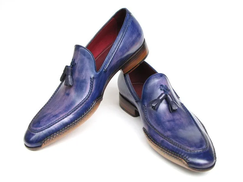 Paul Parkman Men's Blue Side Handsewn Tassel Loafer