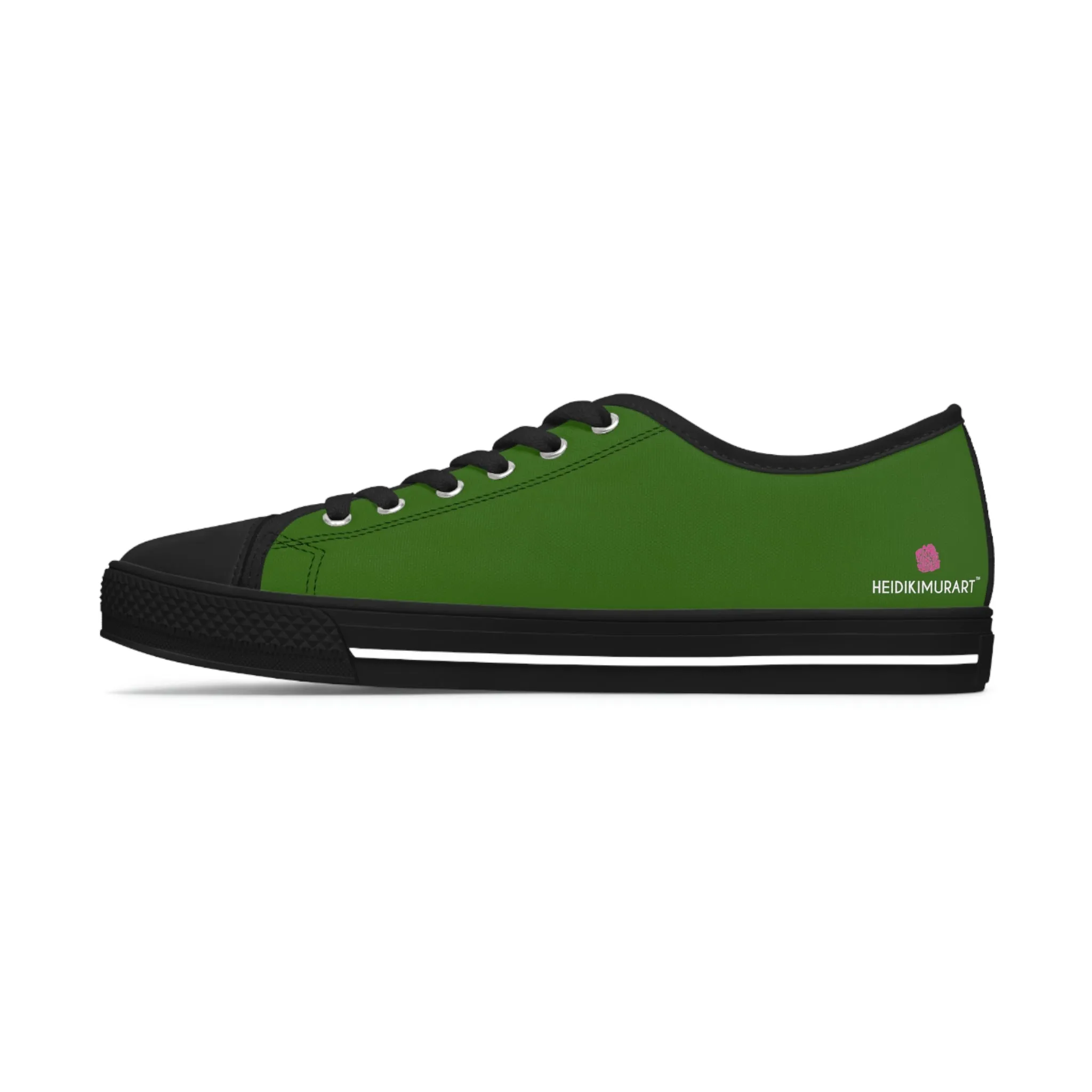 Pine Green Color Ladies' Sneakers, Green Solid Color Best Designer Canvas Fashion Women's Low Top Sneakers (US Size: 5.5-12)