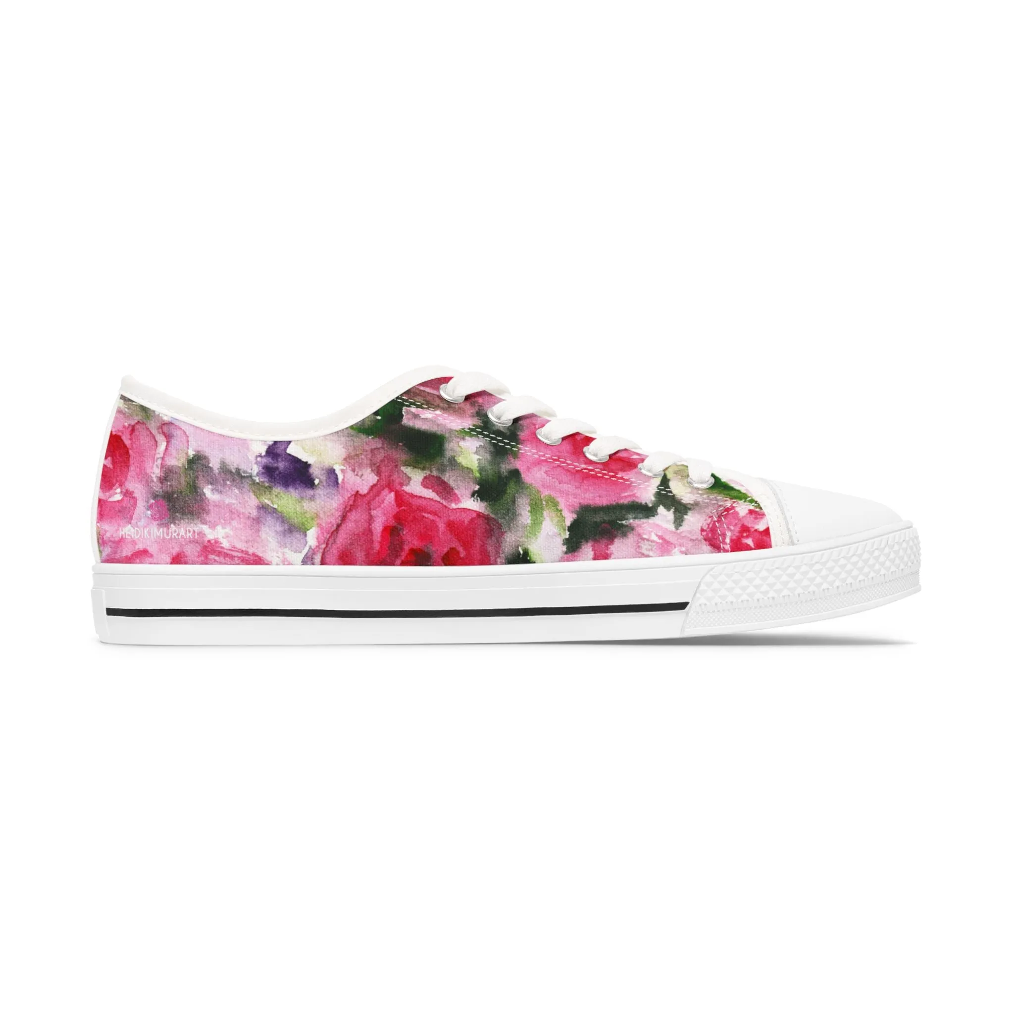 Pink Rose Floral Women's Sneakers, Floral Print Best Women's Low Top Canvas Sneakers (US Size: 5.5-12)