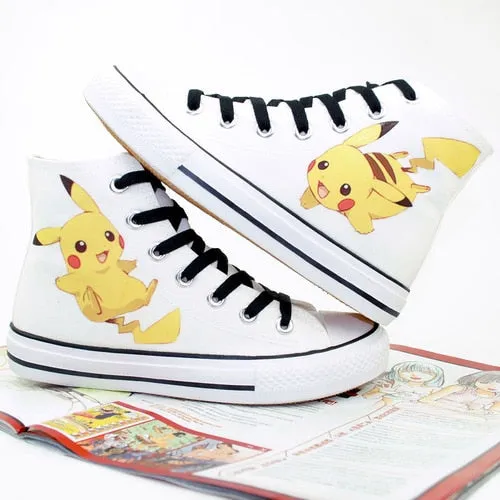 Pokemon Anime Cartoon Hand Painted Canvas Shoes High Top Casual Sneaker Minion Shoes Adults Minions Sneakers