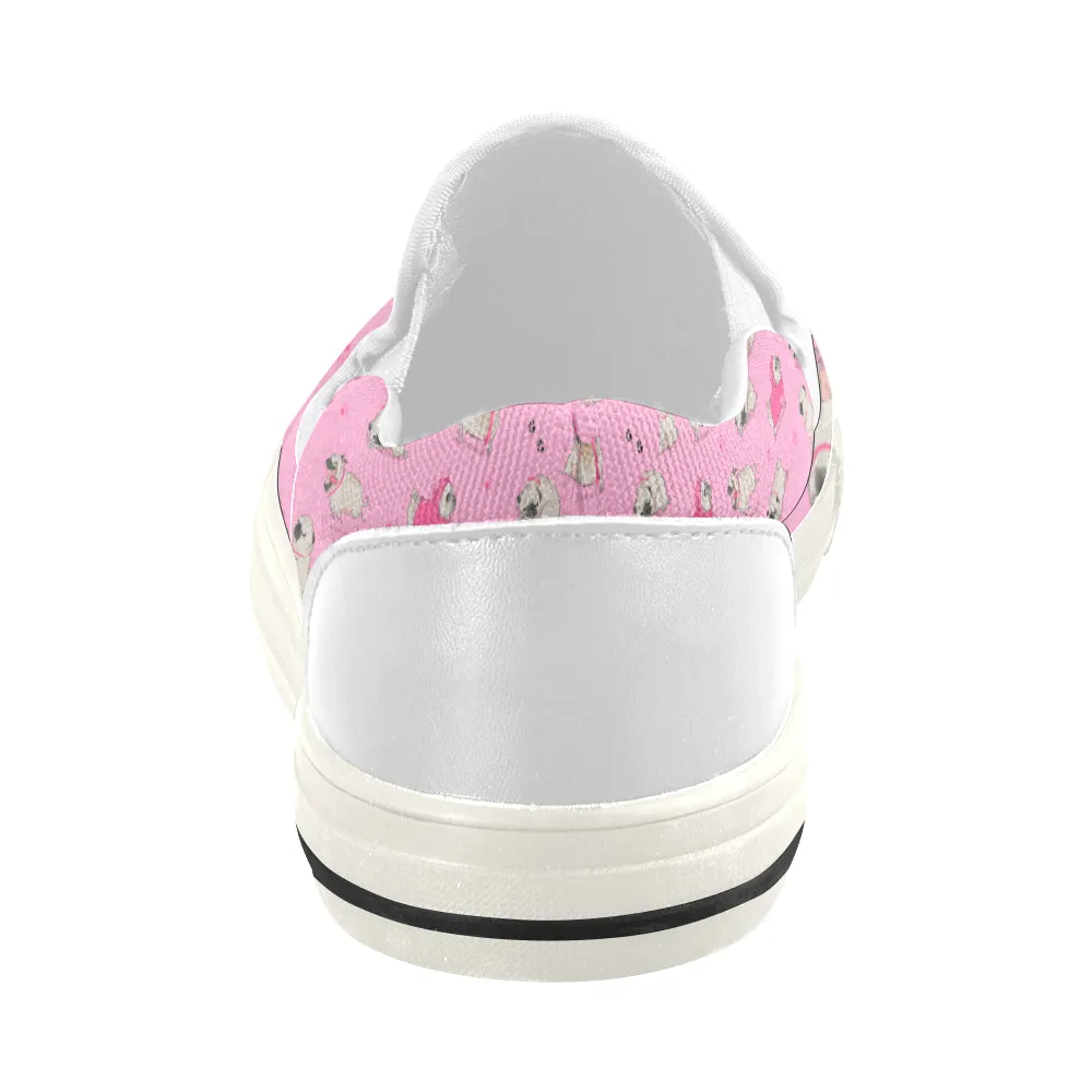 Pug Pink Women's Slip-on Canvas Shoes