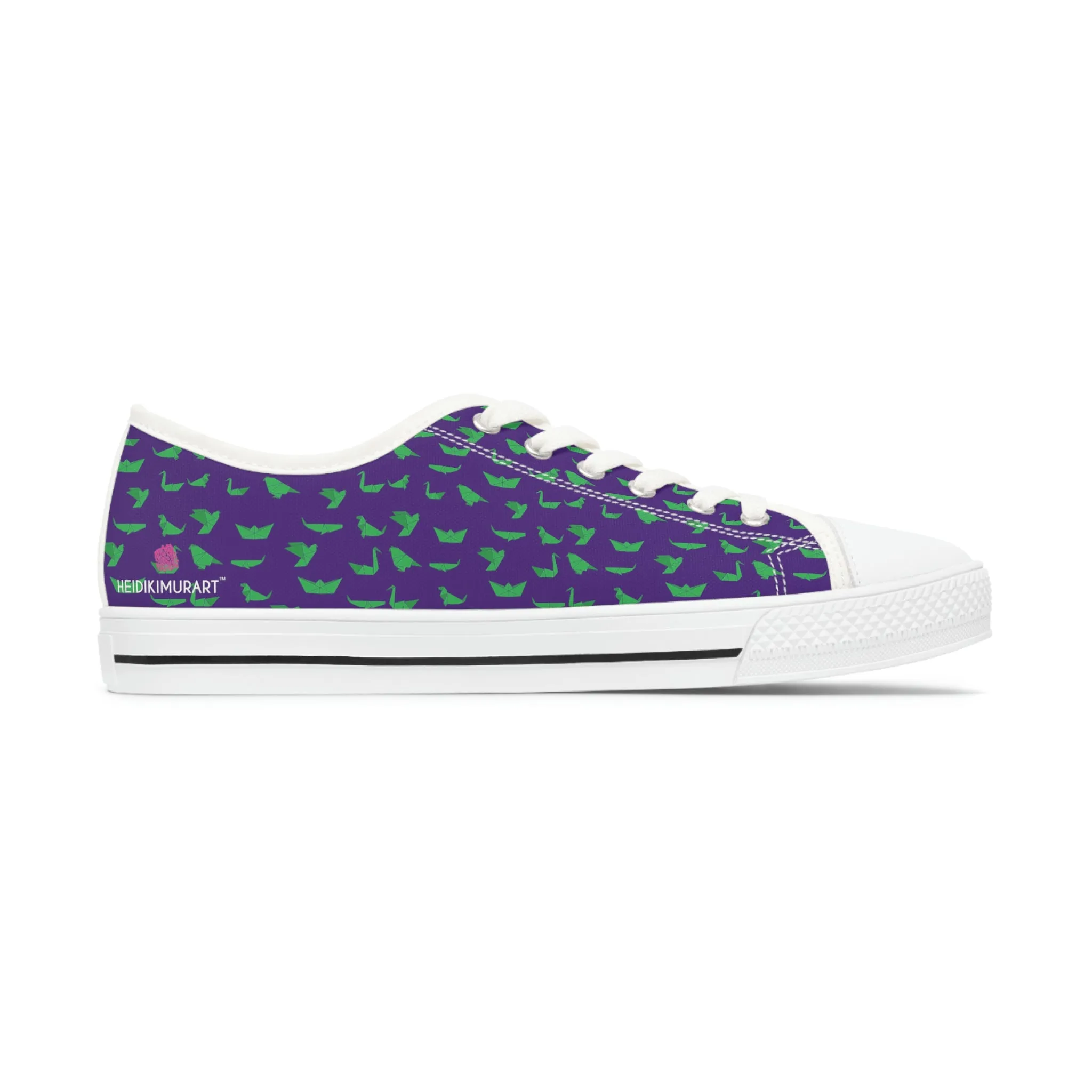 Purple Green Cranes Ladies' Sneakers, Best Women's Low Top Sneakers Best Quality Women's Canvas Sneakers (US Size: 5.5-12)