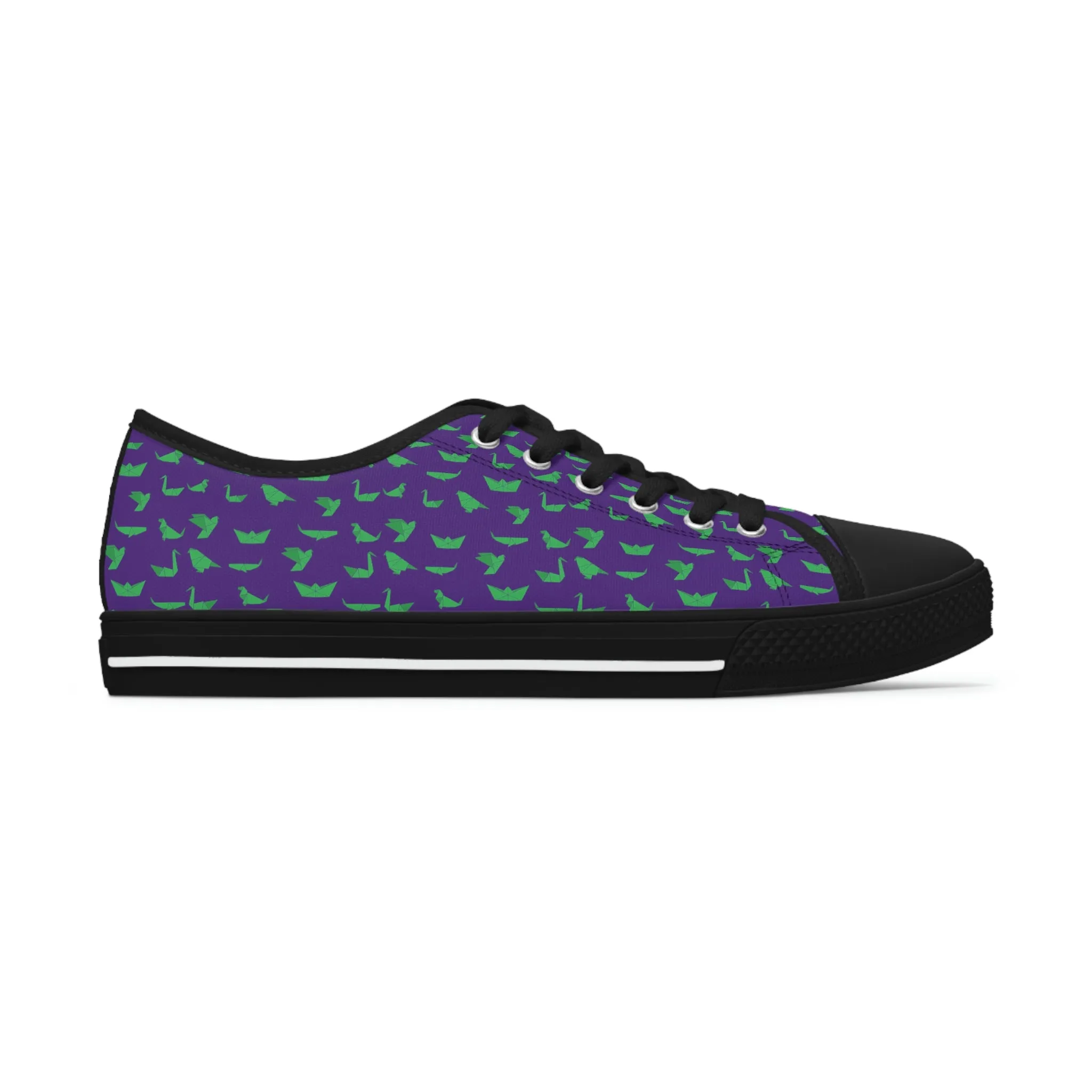 Purple Green Cranes Ladies' Sneakers, Best Women's Low Top Sneakers Best Quality Women's Canvas Sneakers (US Size: 5.5-12)