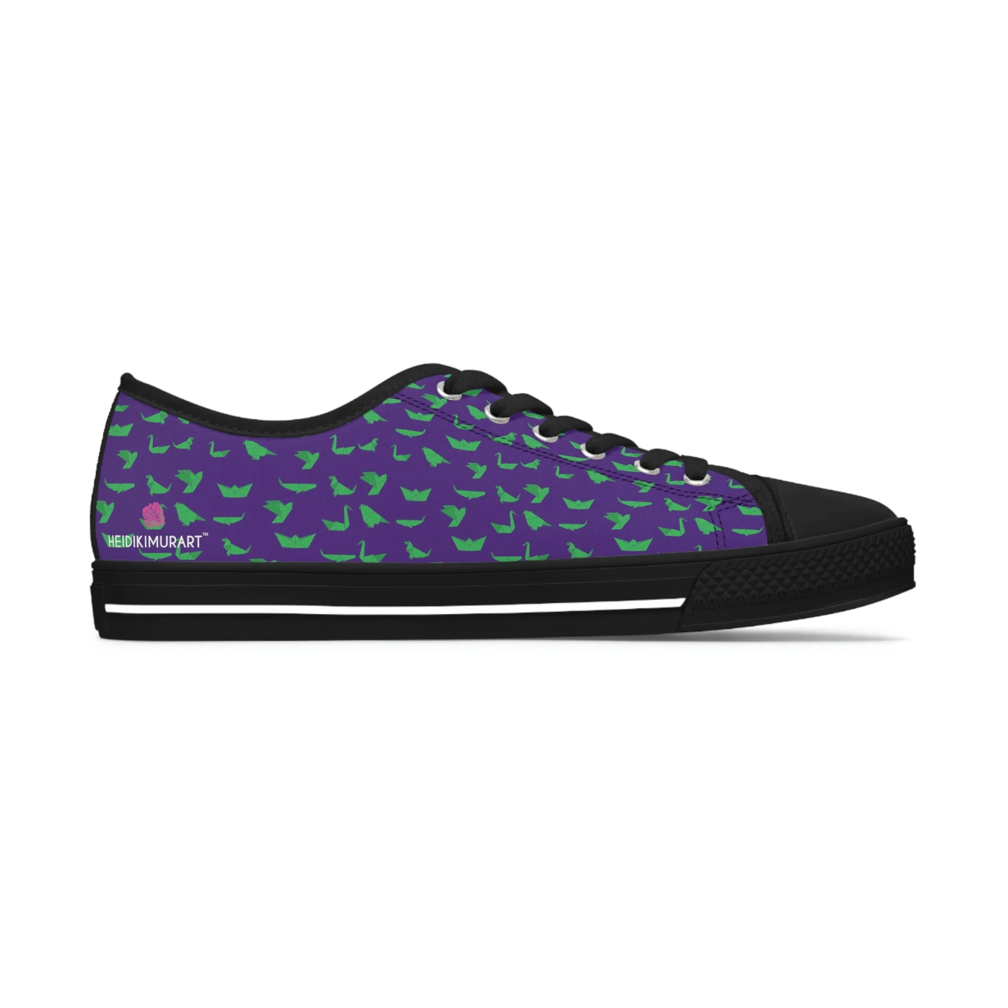 Purple Green Cranes Ladies' Sneakers, Best Women's Low Top Sneakers Best Quality Women's Canvas Sneakers (US Size: 5.5-12)