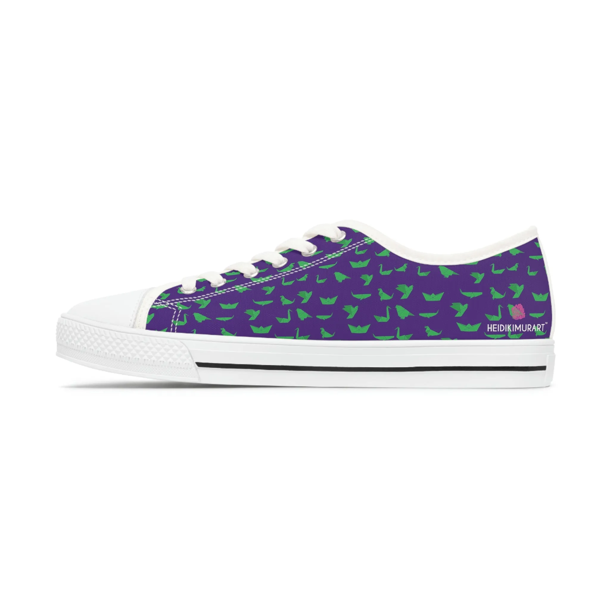 Purple Green Cranes Ladies' Sneakers, Best Women's Low Top Sneakers Best Quality Women's Canvas Sneakers (US Size: 5.5-12)